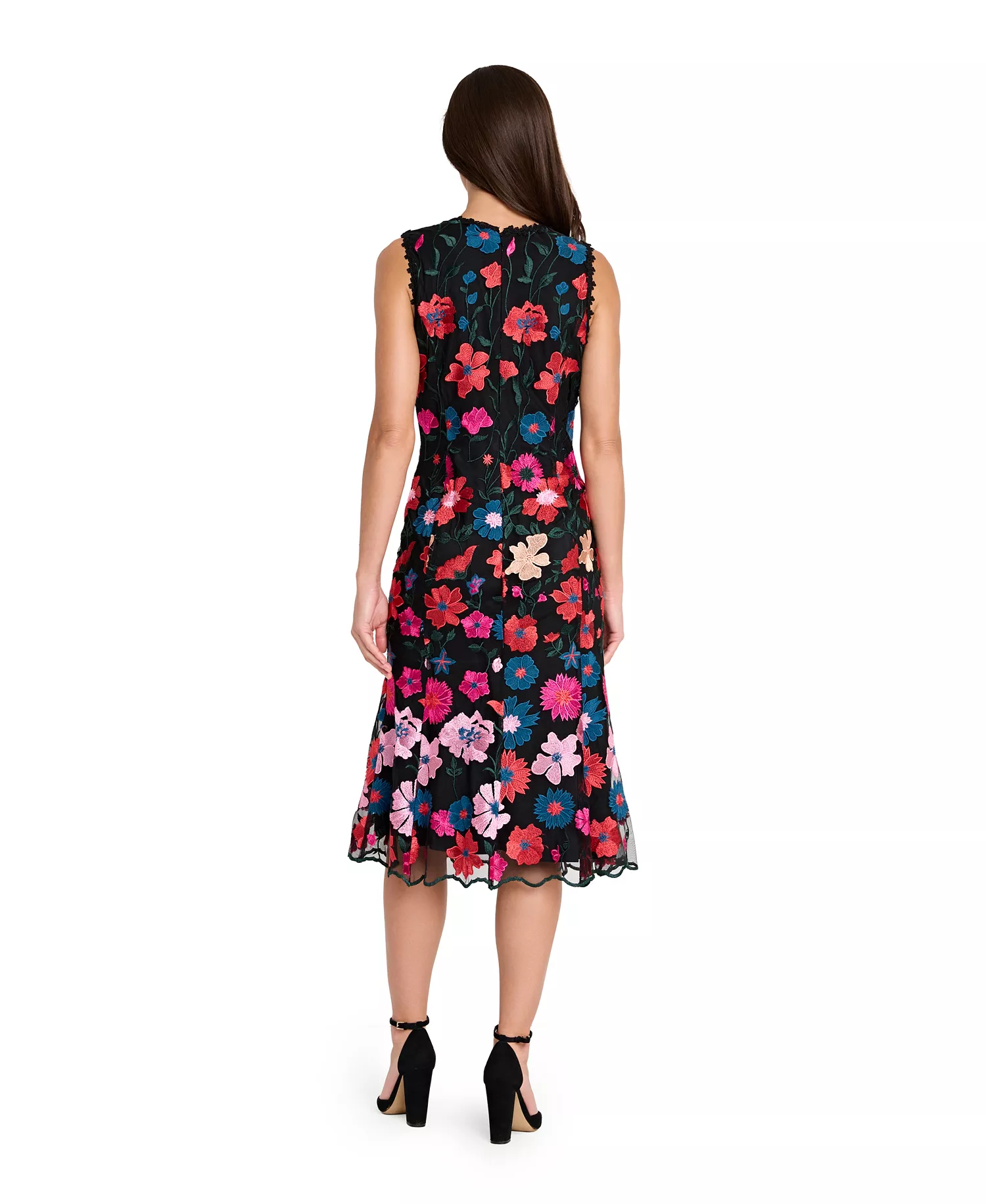 Women's Sleeveless Embroidered Short Mermaid Dress - Multi - 10