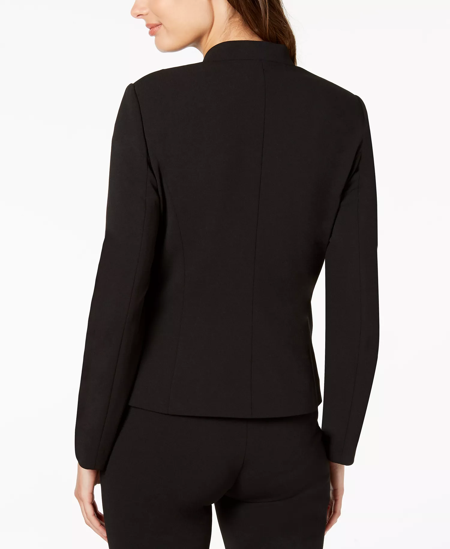 Petite Asymmetrical Open-Front Blazer - Black - 10P