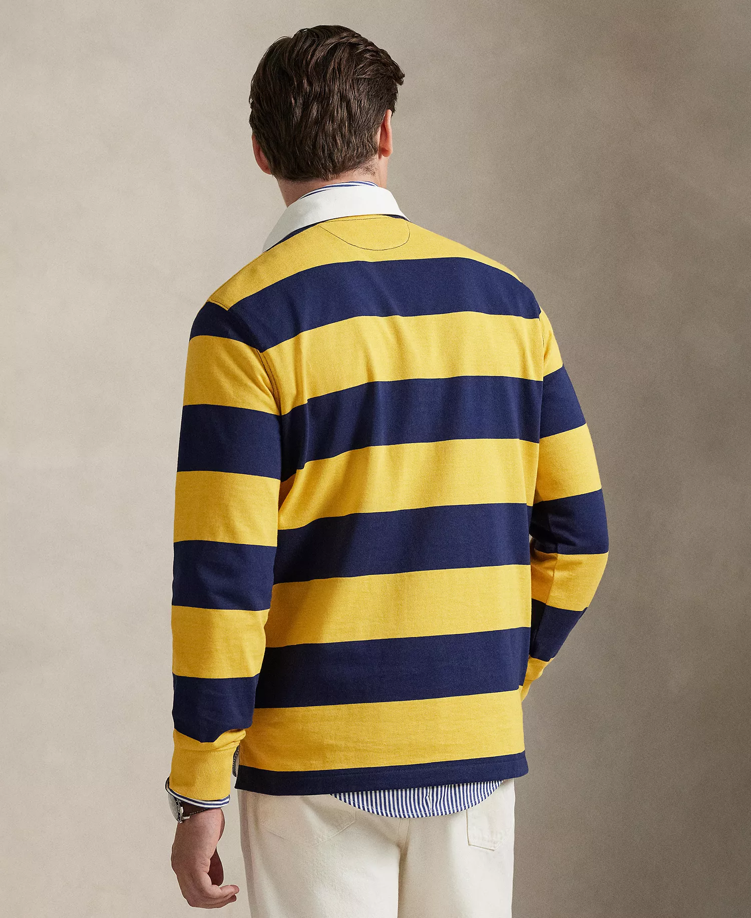 Men's Striped Twill Rugby Sweater - Newport Navy Society Bear - 2XL