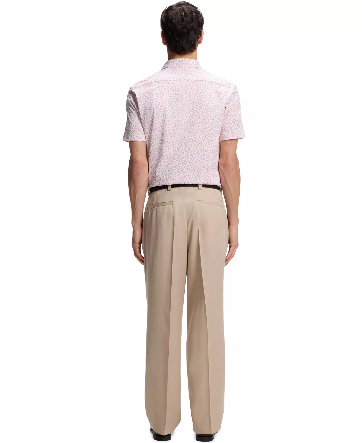 BOSS by Men's Printed Cotton-Blend Jersey Slim-Fit Shirt - Open Pink - L