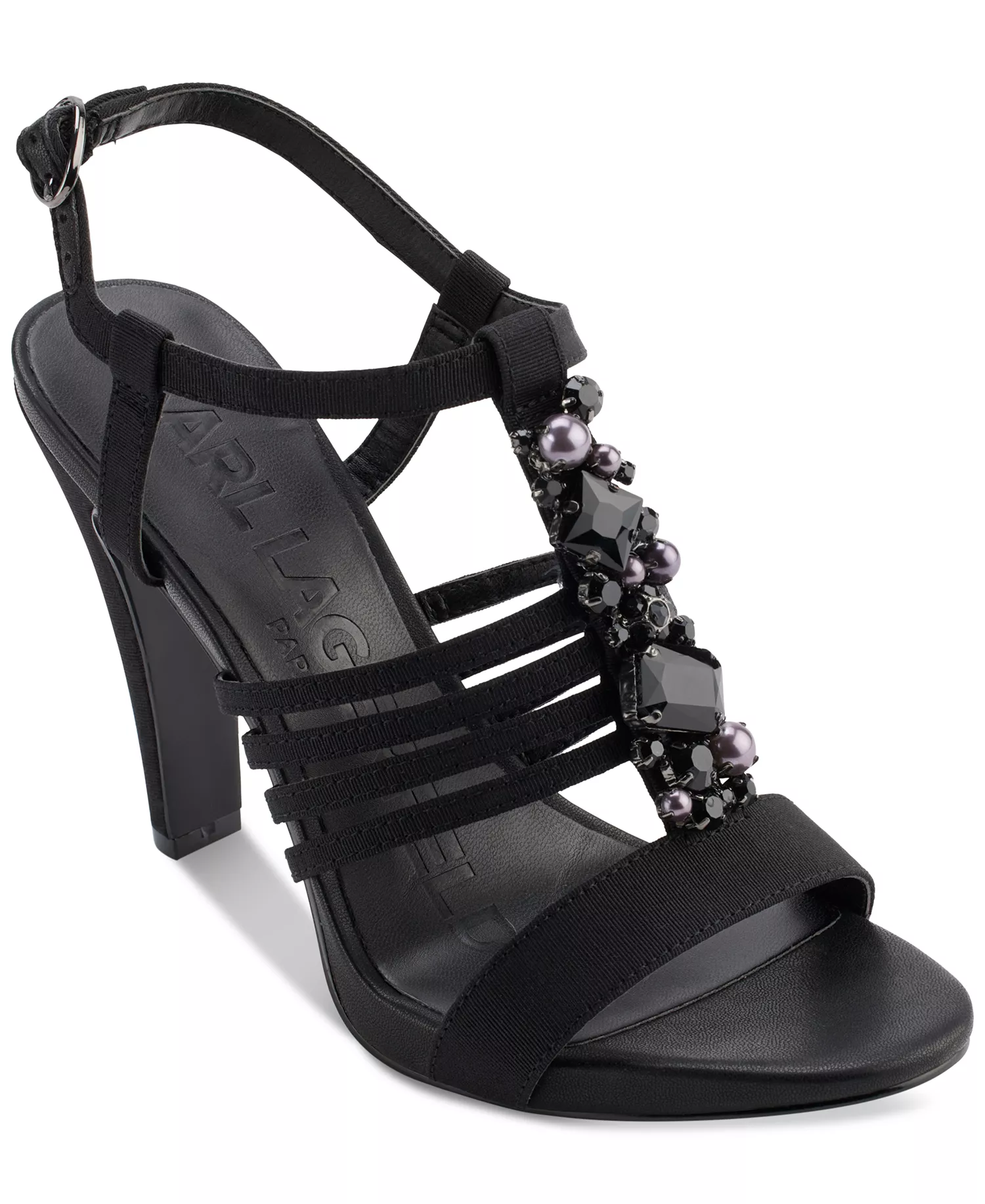 Cicely Strappy Embellished Dress Sandals - Black - 5.5M