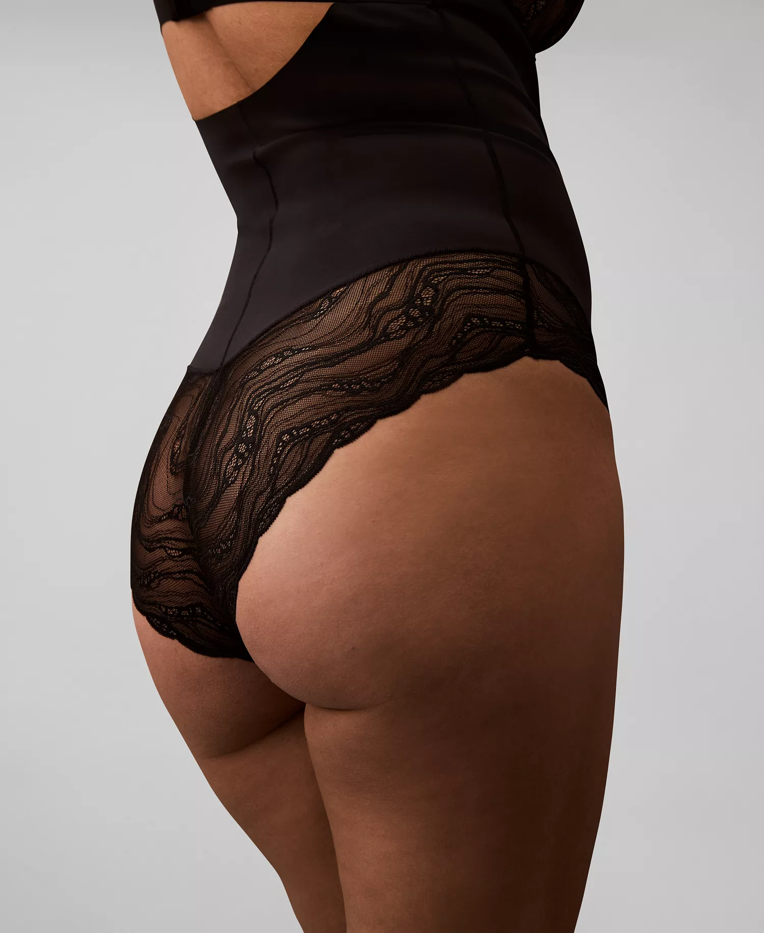 Women's Lace-Trim Shapewear Bodysuit QF8002 - Black - M