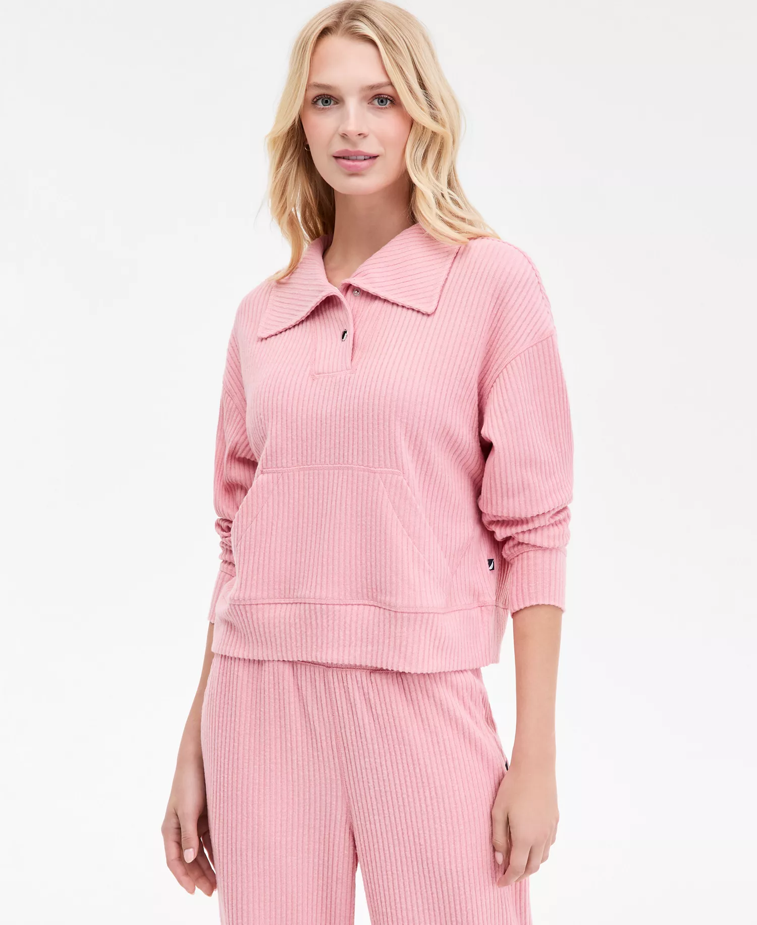 Nautica Women's High-Rise Wide-Leg Knit Pants - Bridal Rose - L