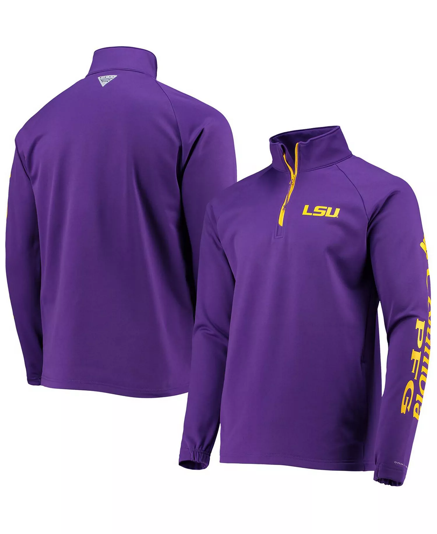 Men's LSU Tigers Terminal Tackle Fleece Raglan Omni-Shade Quarter-Zip Jacket - Lsu Vivid - L