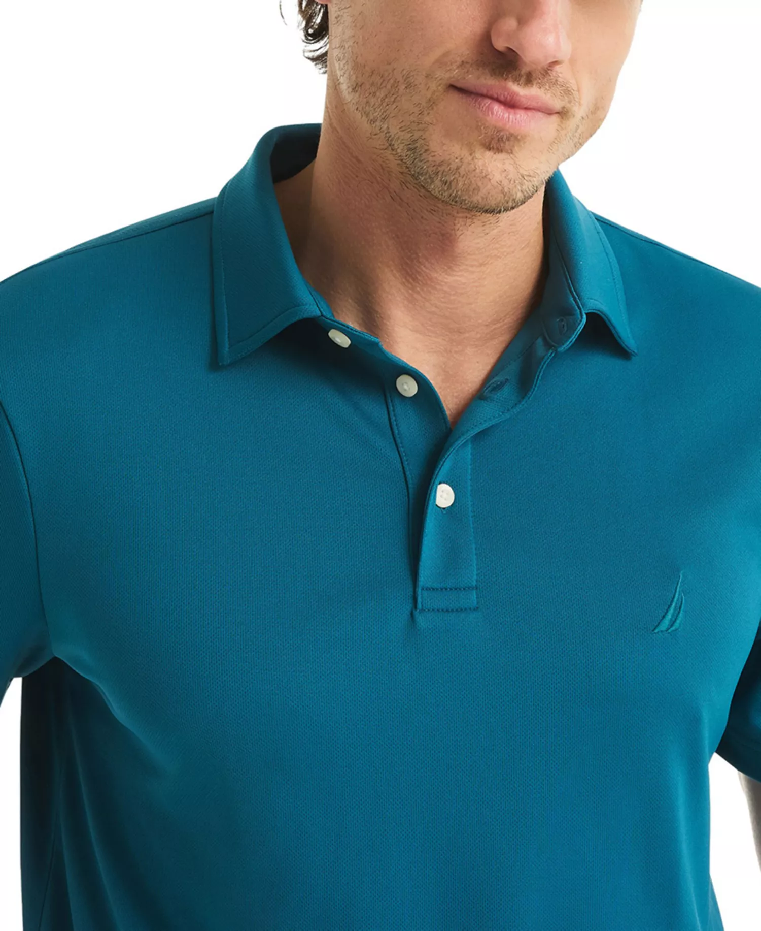 Men's Short-Sleeve with Collar Polo Shirt - Blue Coral - 2XL