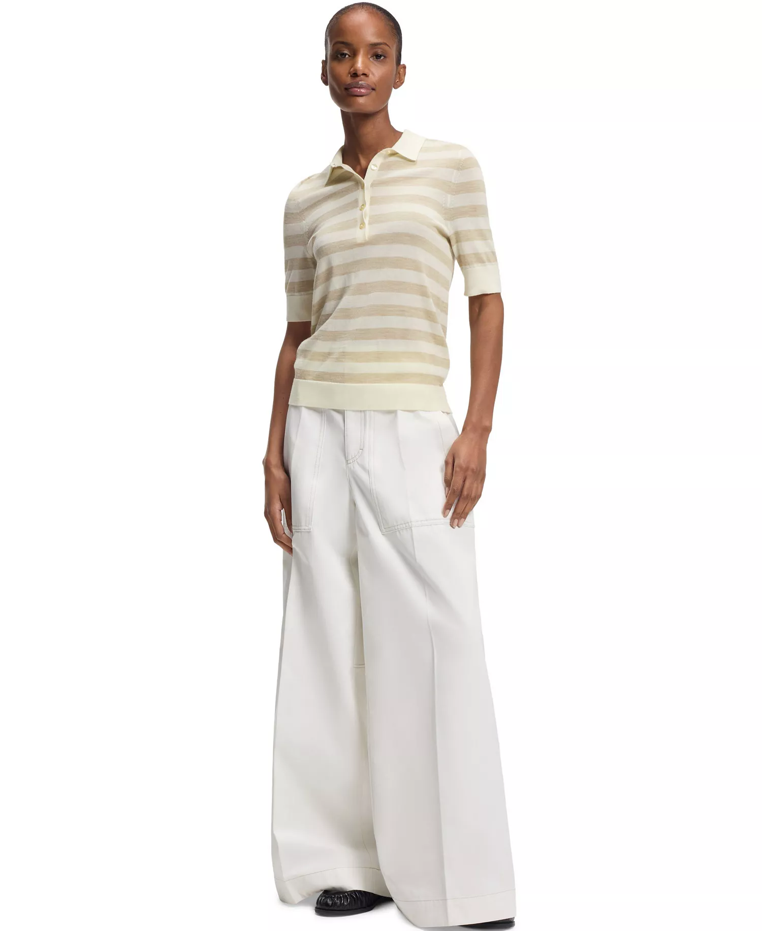 BOSS by Women's Merino Wool Short-Sleeved Sweater - Open - L