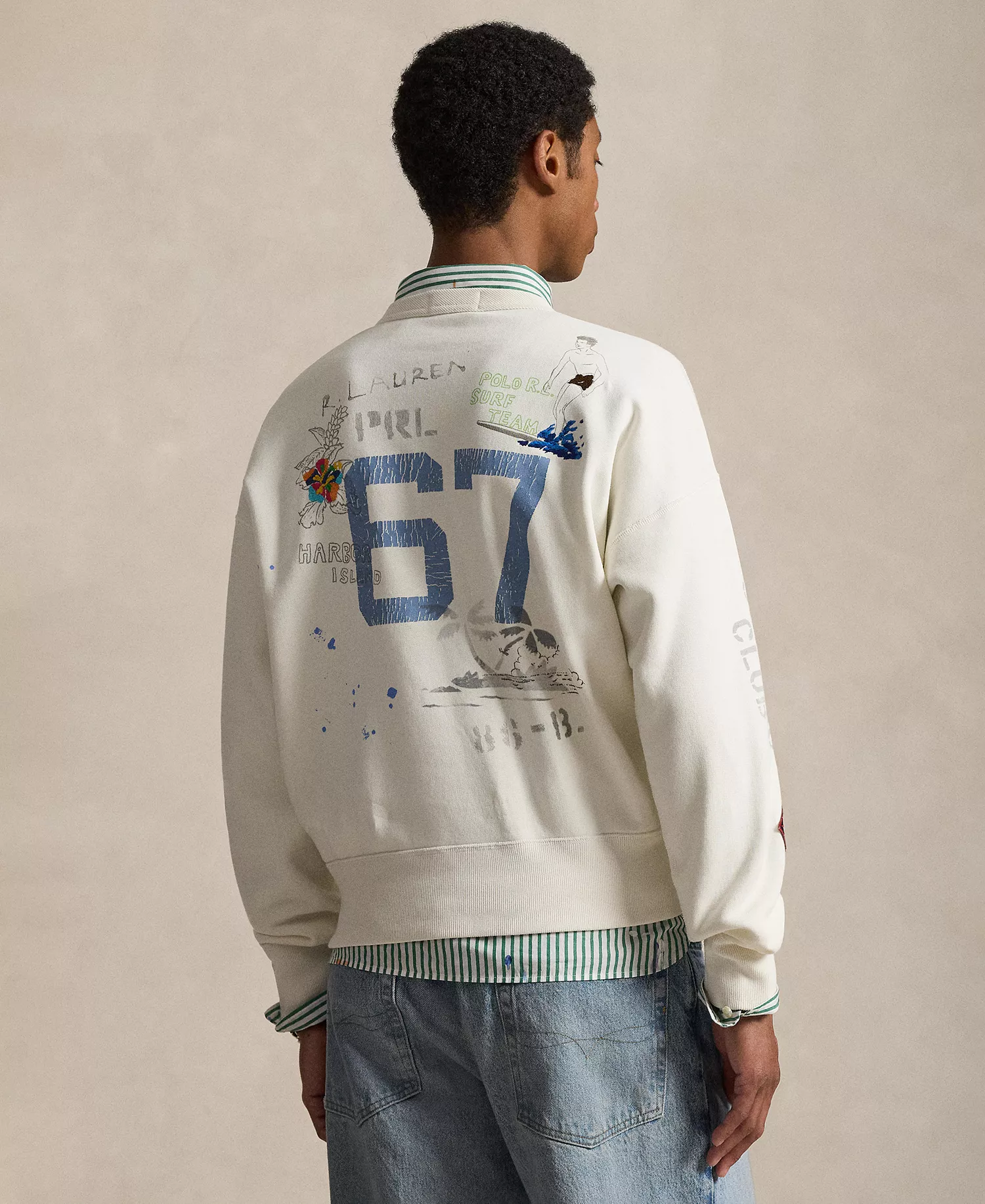 Men's Peace Love Surf Graphic Sweatshirt - Nevis - 2XL