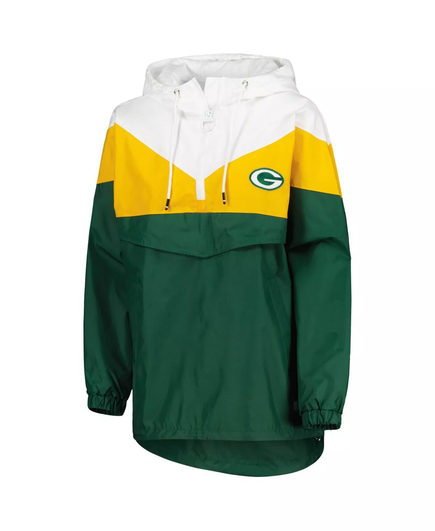 Women's White, Gold Green Bay Packers Staci Half-Zip Hoodie Windbreaker Jacket - White, Gold - M