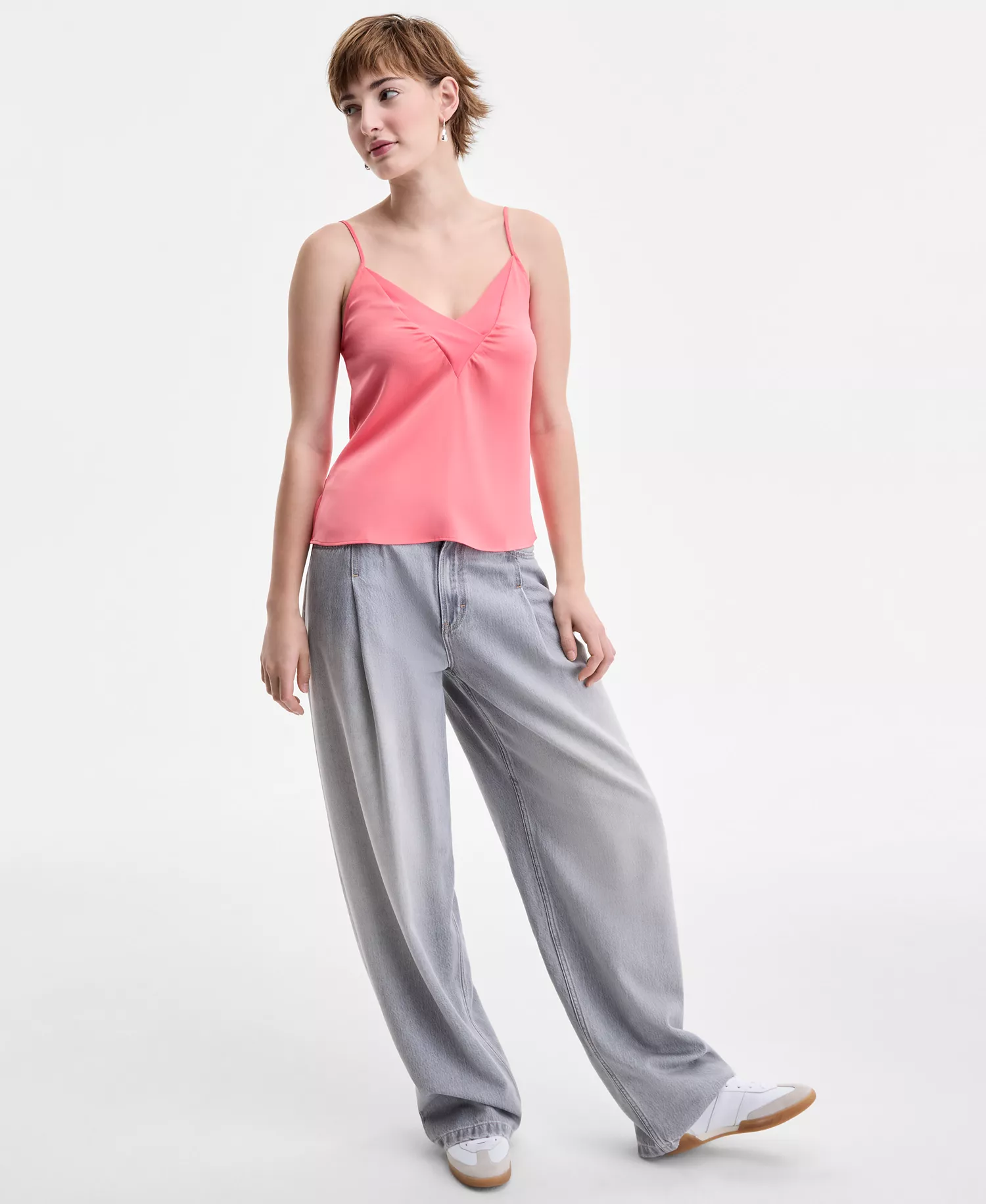 Women's Crossover V-Neck Camisole Top - Med Pink - 0