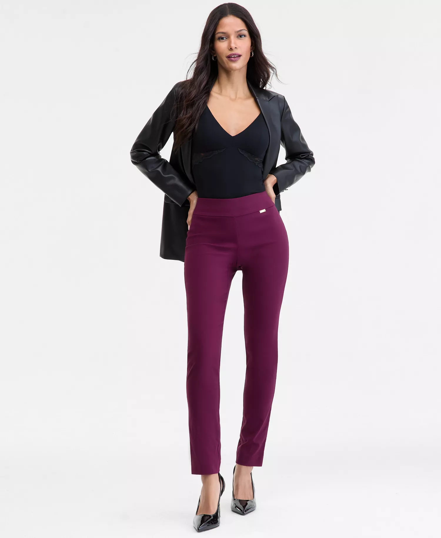 Women's Mid-Rise Skinny Pants, Created for Macy's - Berried Treasur - 0