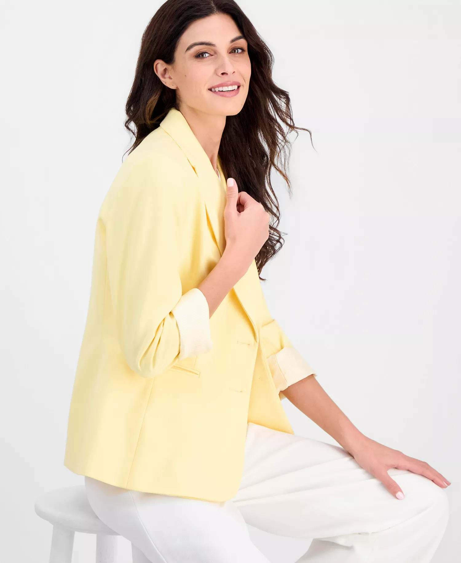 Women's Two-Button Peak-Lapel Jacket - Butter - 10