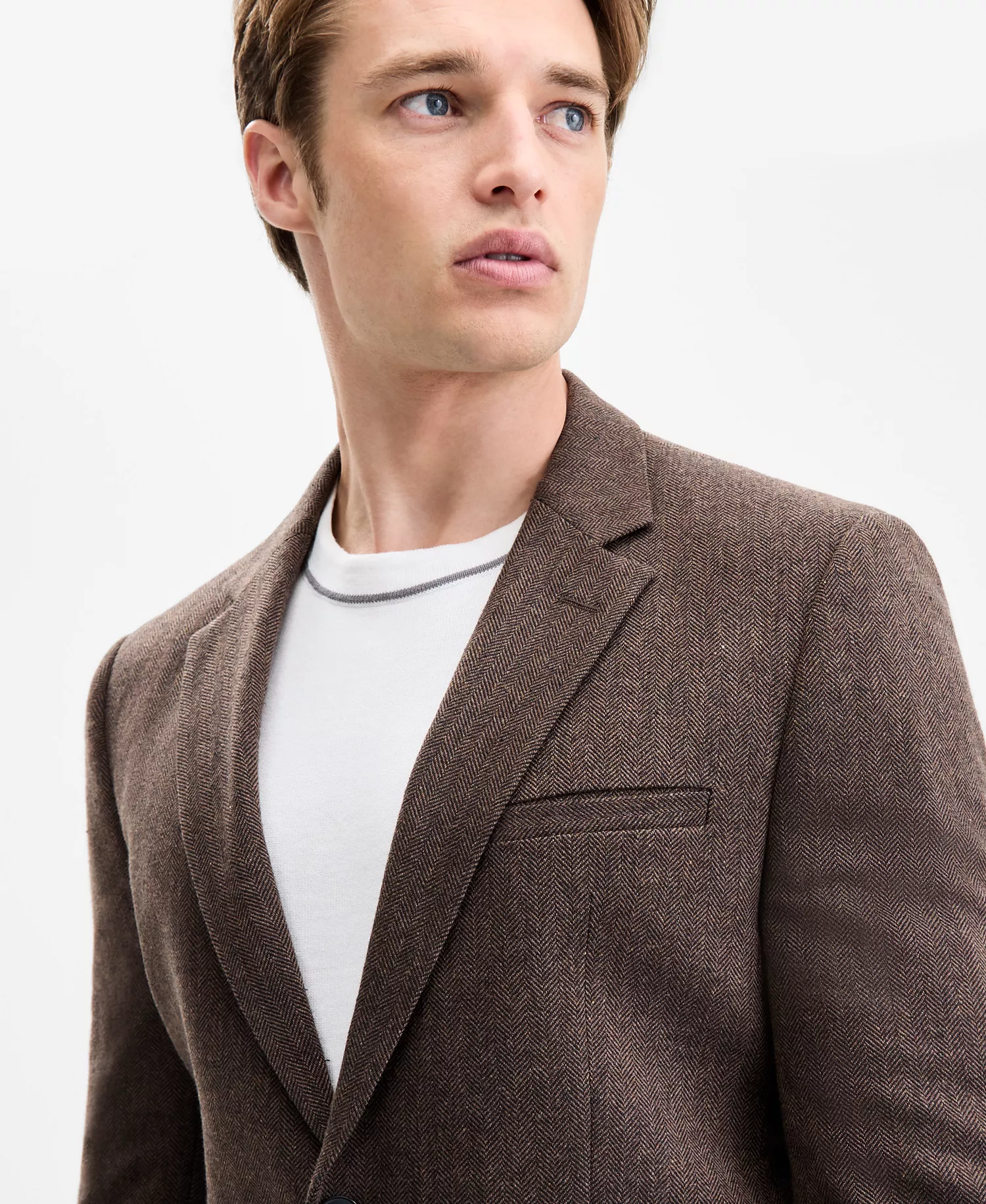 Men's Modern-Fit Herringbone Suit Jacket - Brown - 36R