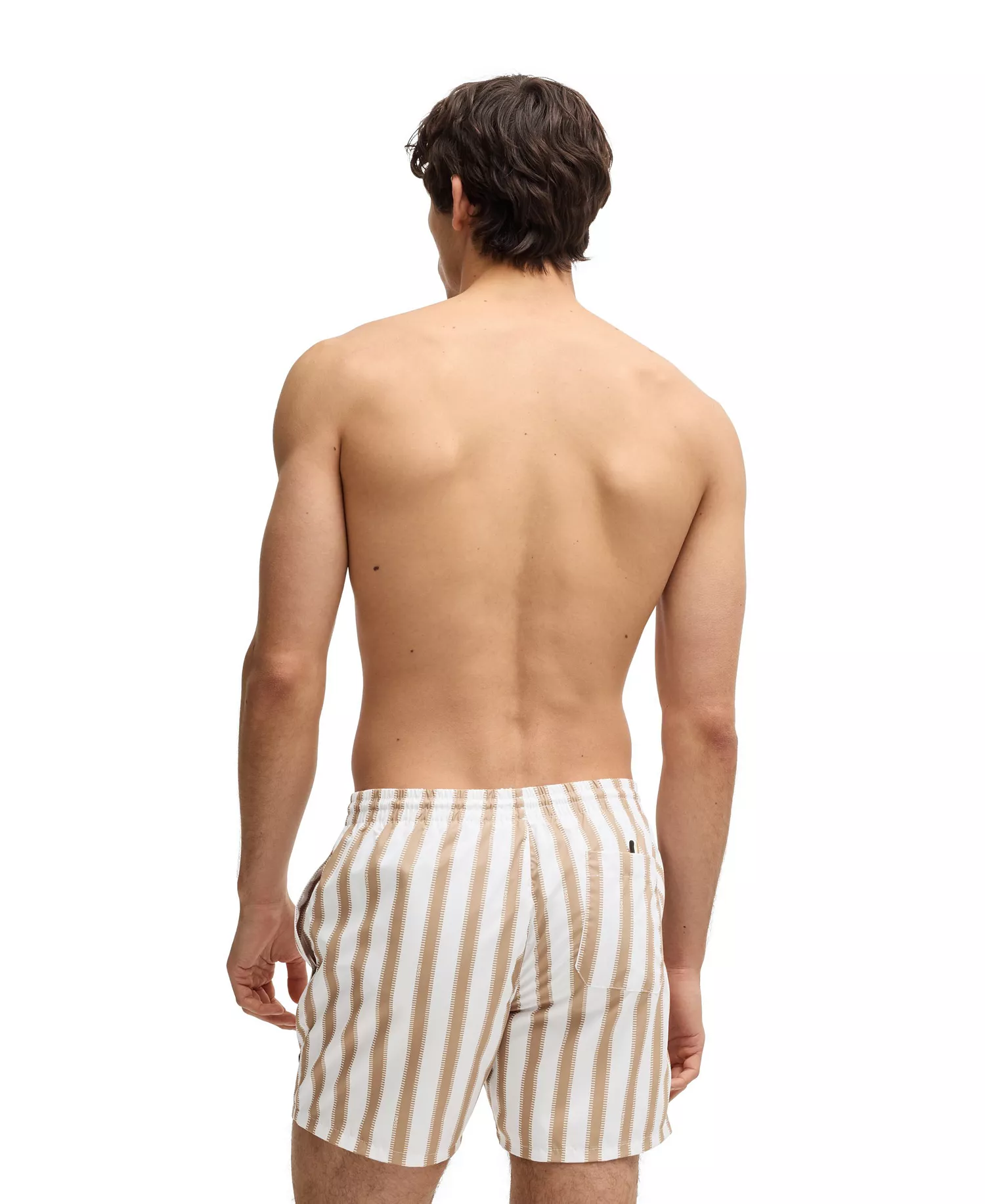 Men's Printed Quick-Drying Swim Shorts - Natural, Beige - M
