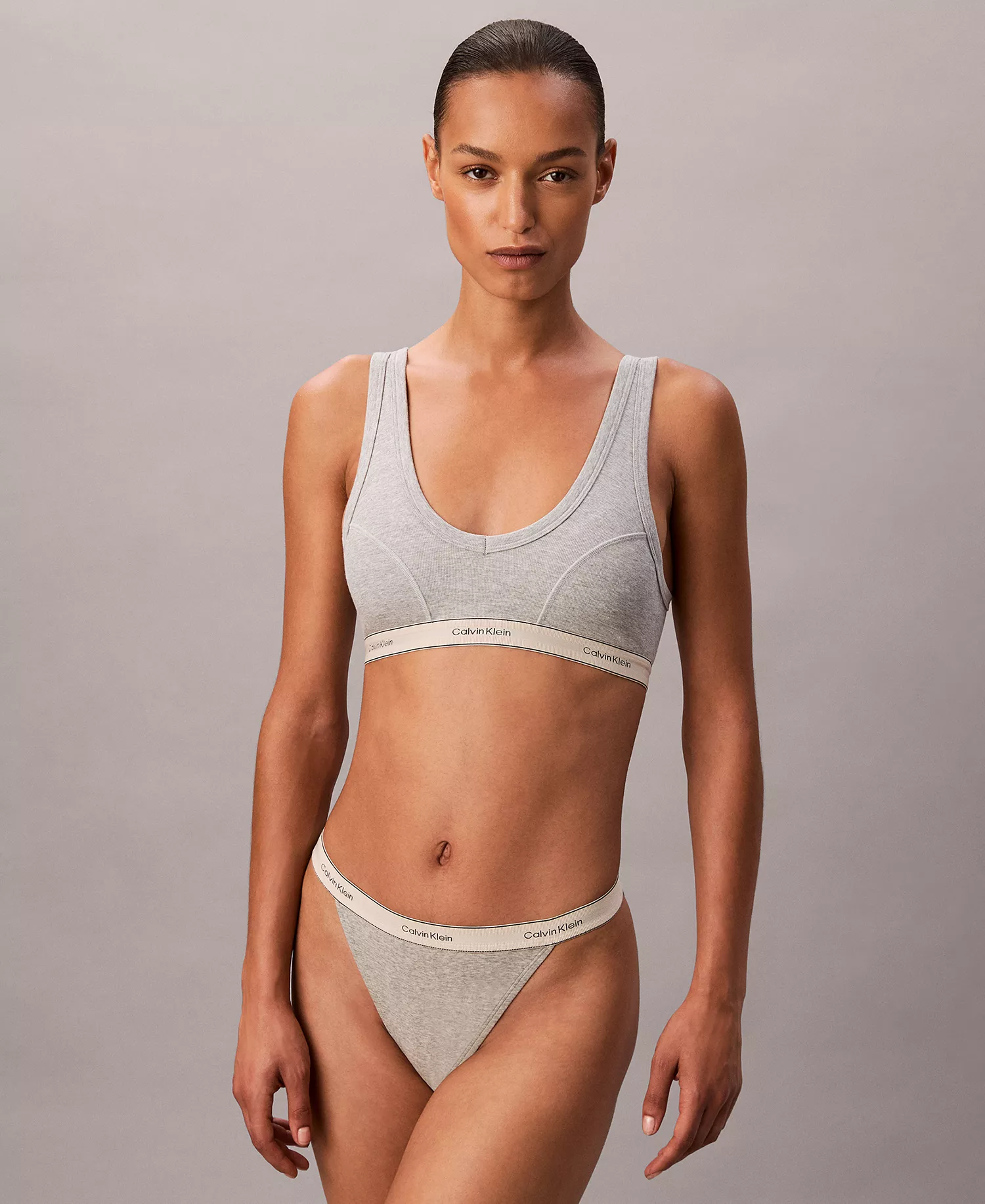 Women's Heritage Cotton Lightly Lined Bralette QF8594 - Heather - L