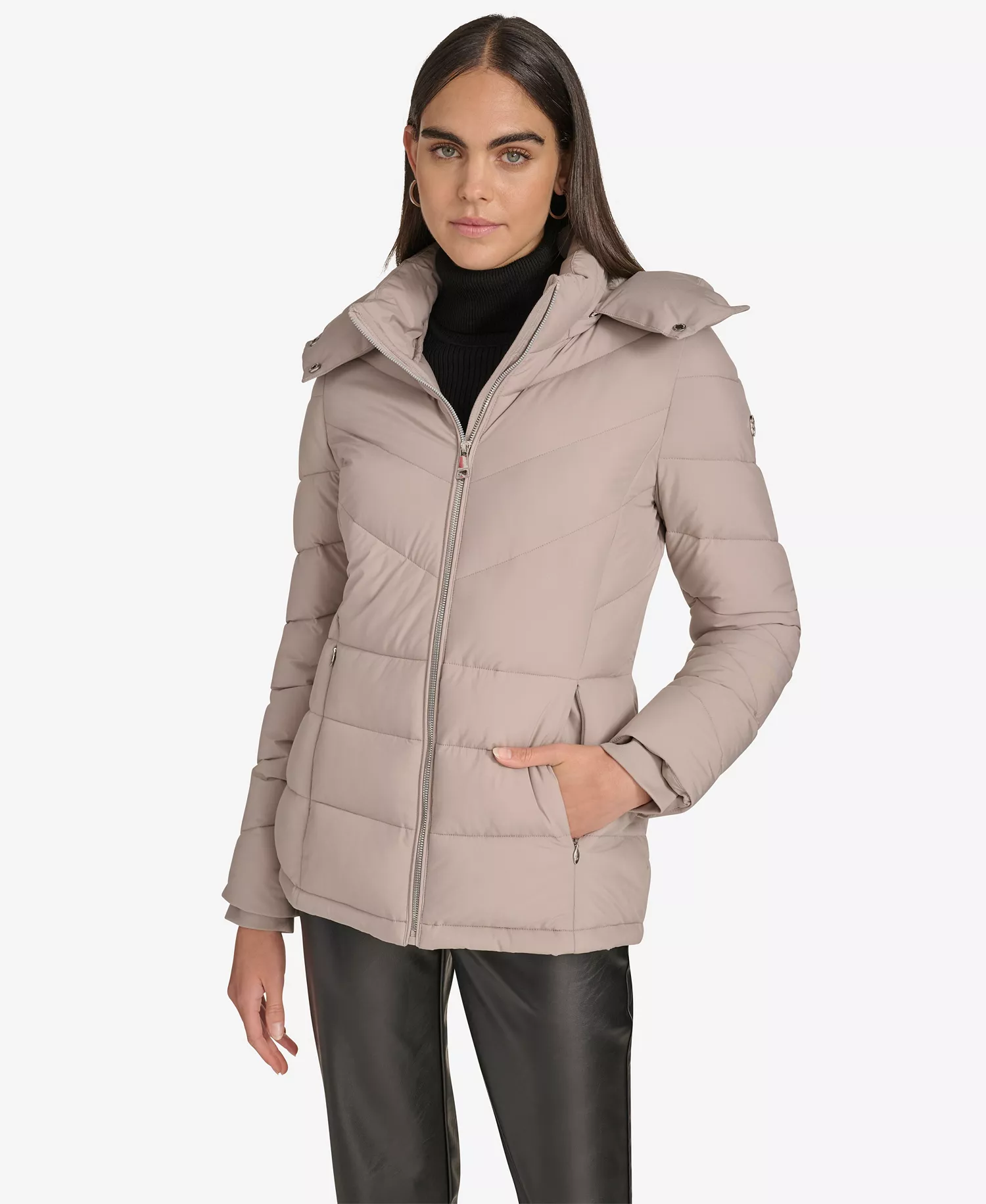 Women's Short Zip Front Puffer Jacket - Atmosphere - L
