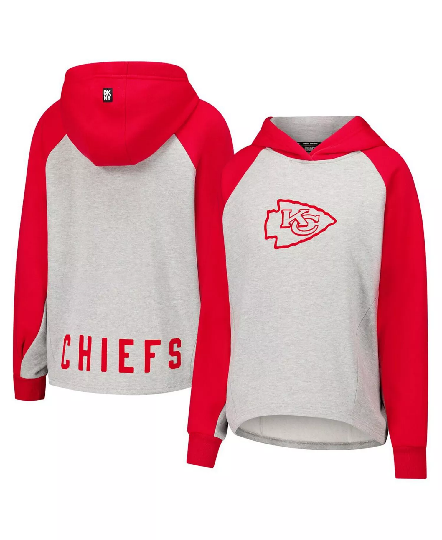 Women's Gray/Red Kansas City Chiefs Joy Cropped Raglan Pullover Hoodie - Gray, Red - L