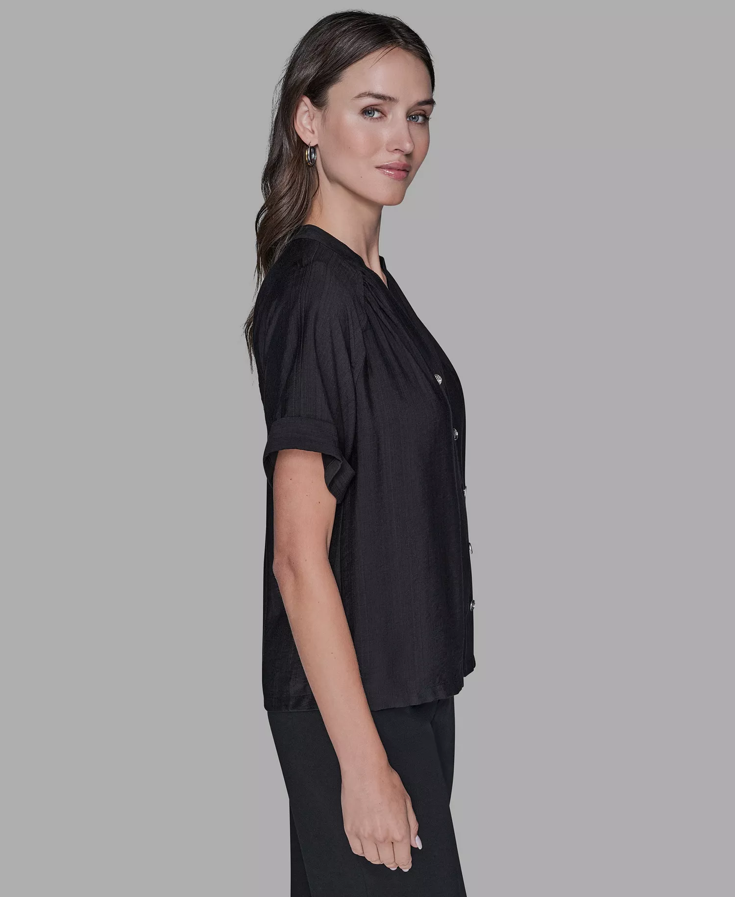 Women's Drop Shoulder Top - Black - L