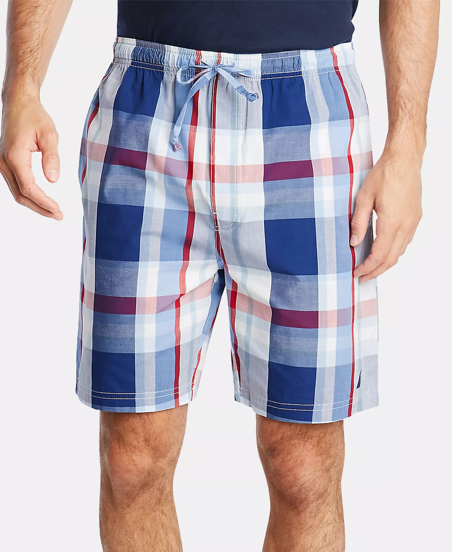 Men's Cotton Plaid Pajama Shorts - Blue Depths - L