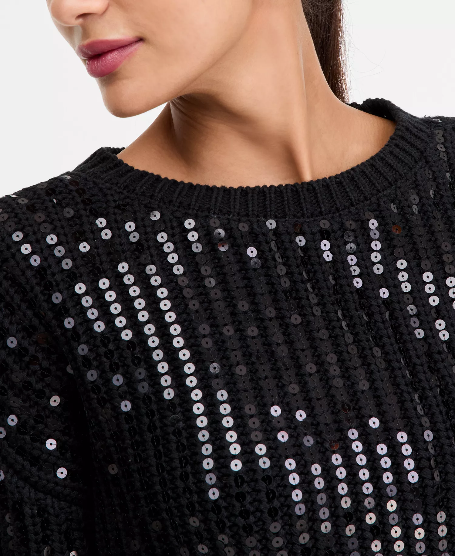 Women's Bold Sequin Sweater, Macy's Exclusive - Deep Black - L