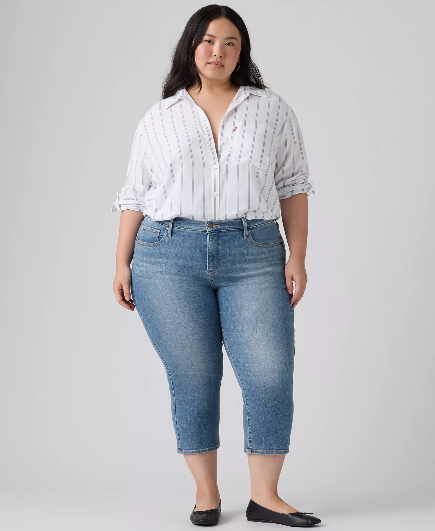 Trendy Plus Size 311 Shaping Skinny Capri Jeans - Camp Denim Plus - 16