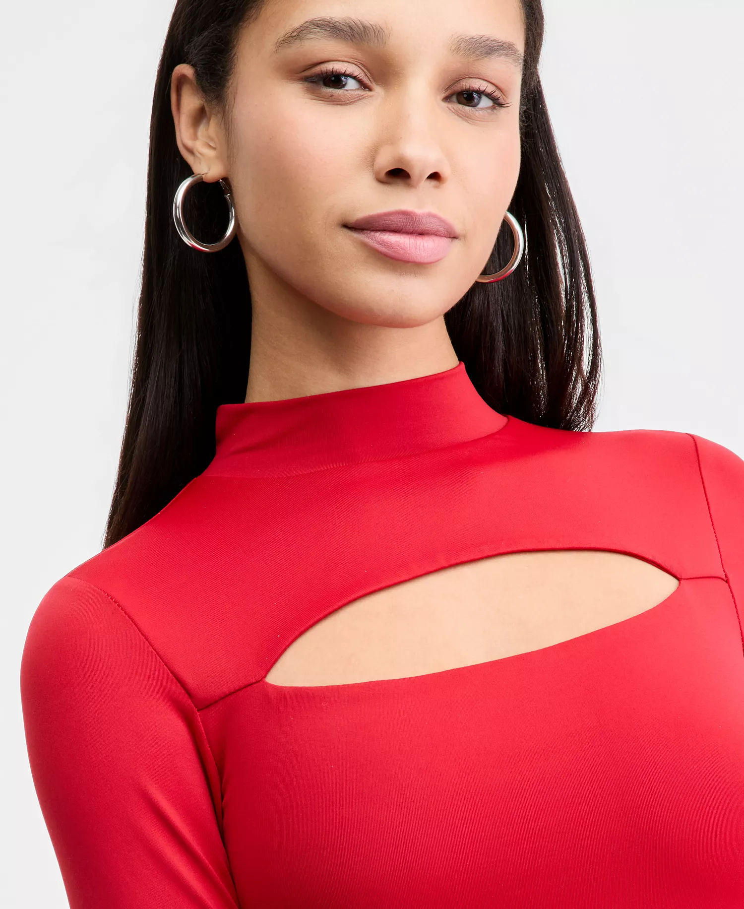 Women's Cutout Long-Sleeve Bodysuit, Macy's Exclusive  - Ablaze - S