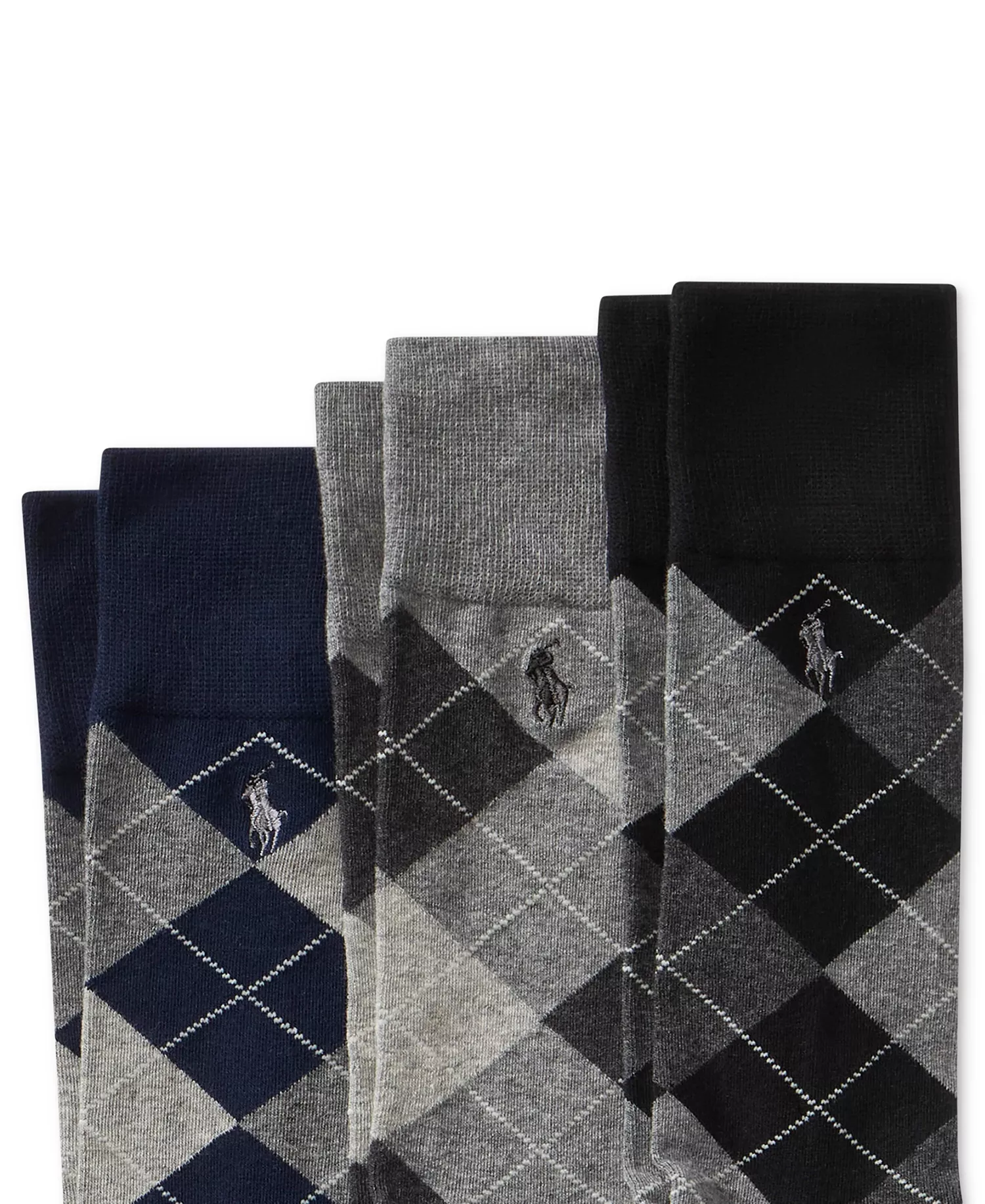 Men's Socks, Extended Size Argyle Dress Men's Socks 3-Pack  - Black/grey - 13-16