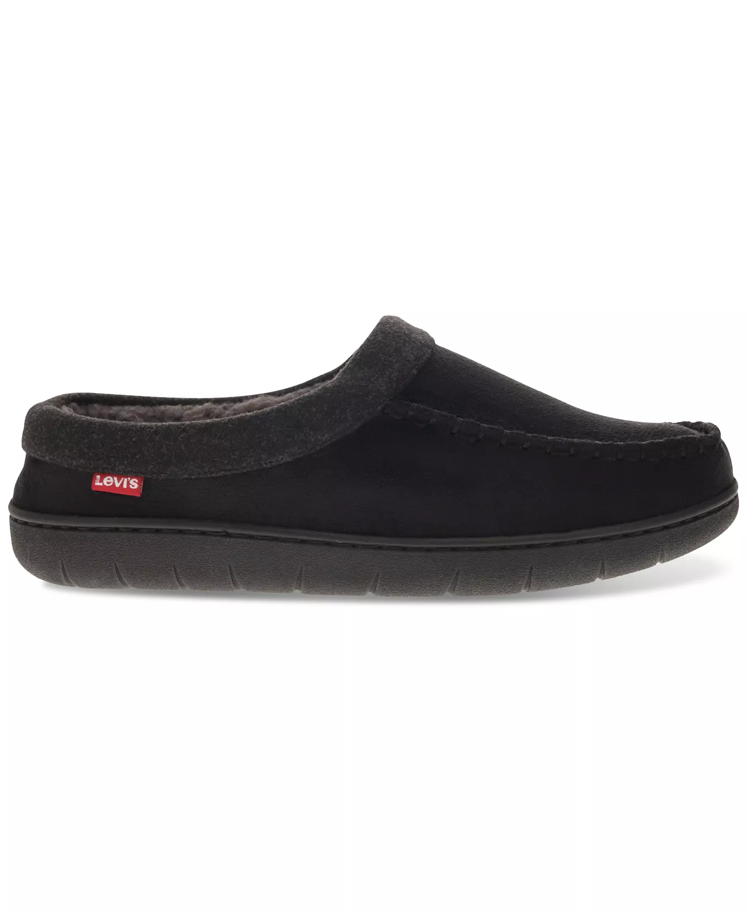 Men's Victor Faux-Sherpa Slippers - Black - Large