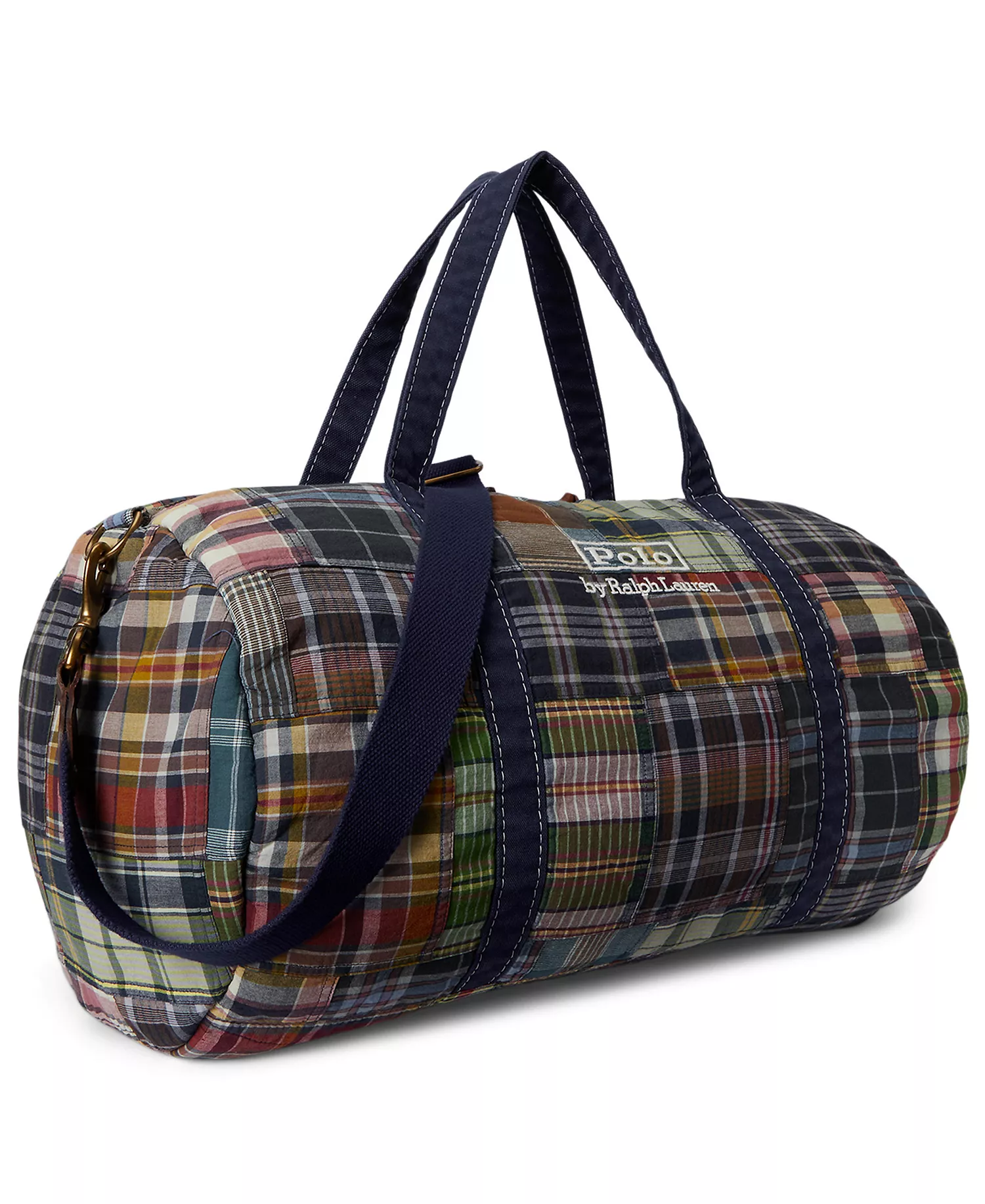 Men's Patchwork Madras Canvas Duffel Bag - Navy Multi - ONE SIZE