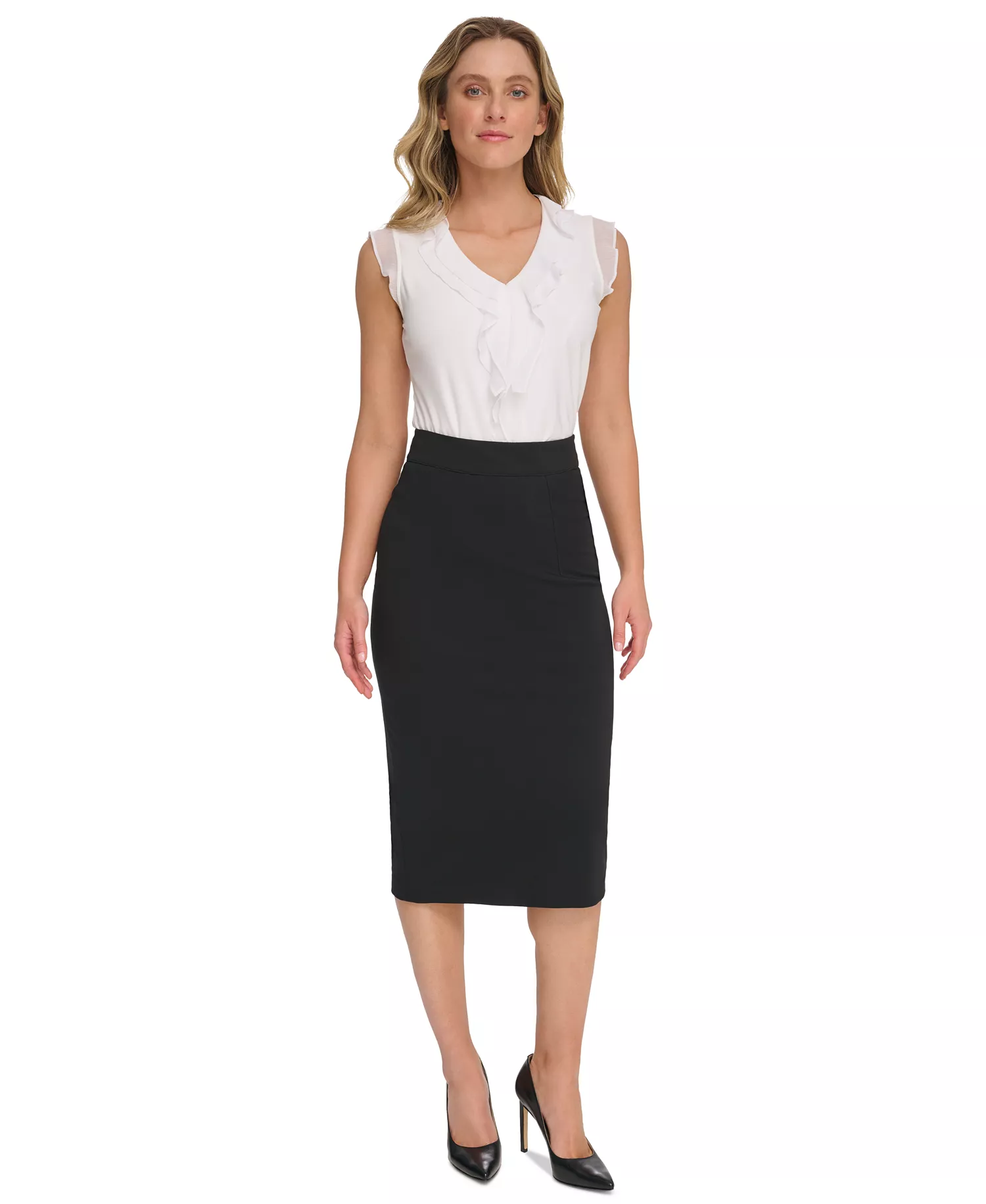 Women's Ponte Pencil Midi Skirt - Black - 0