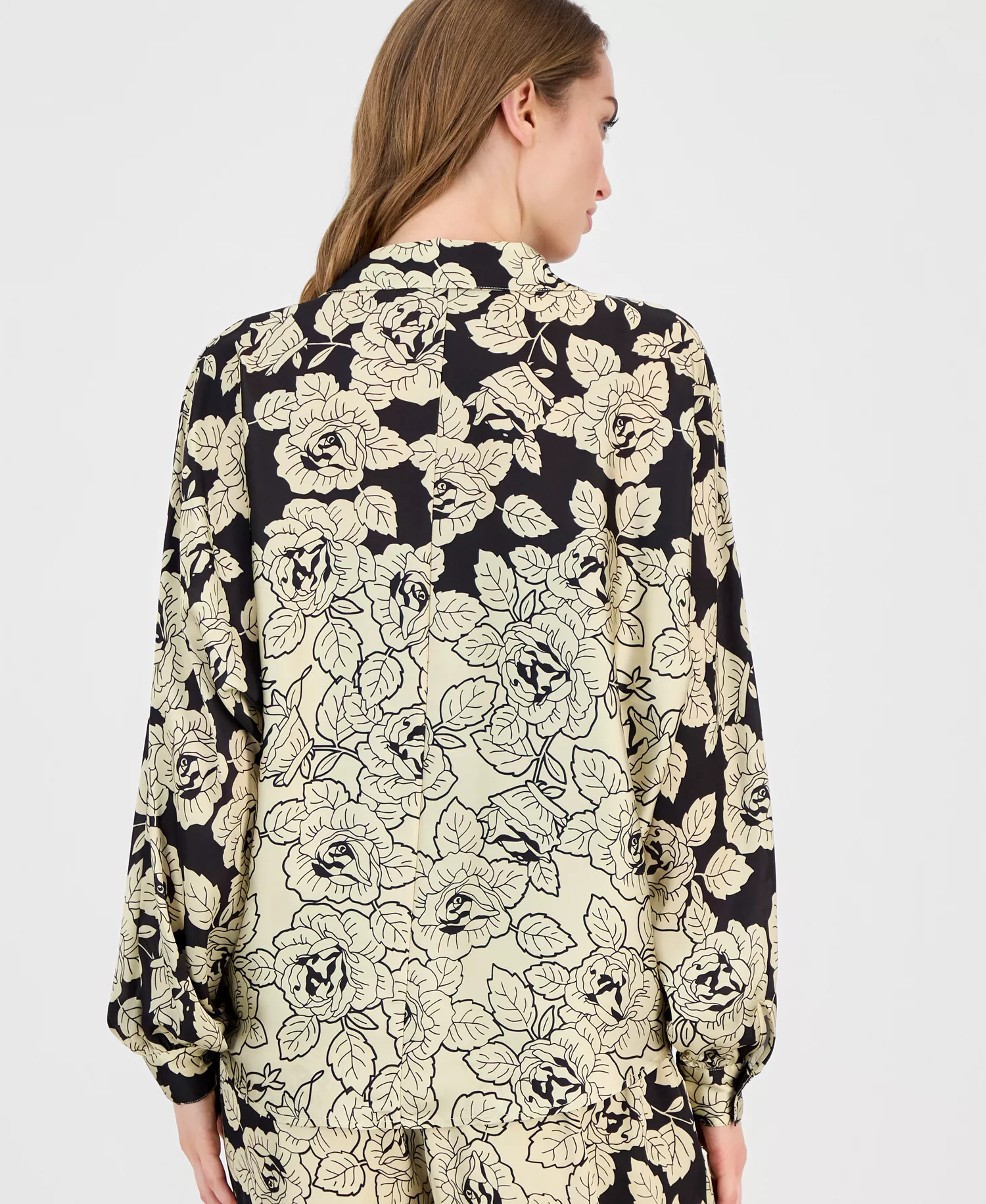 Women's Printed Dolman-Sleeve Blouse - Golden Roses  Place Print - L