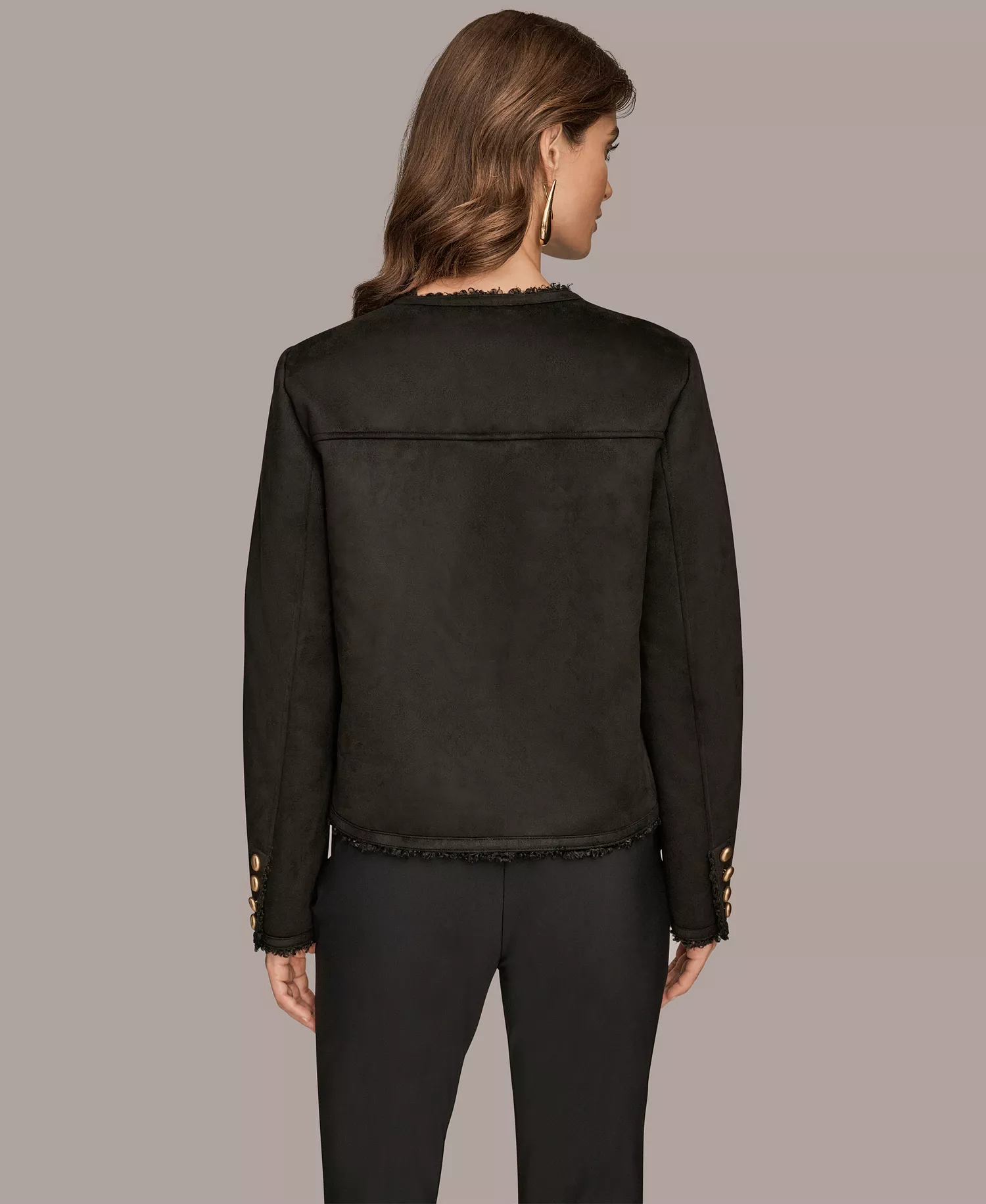 Women's Button Front Boxy Coat - Black - L