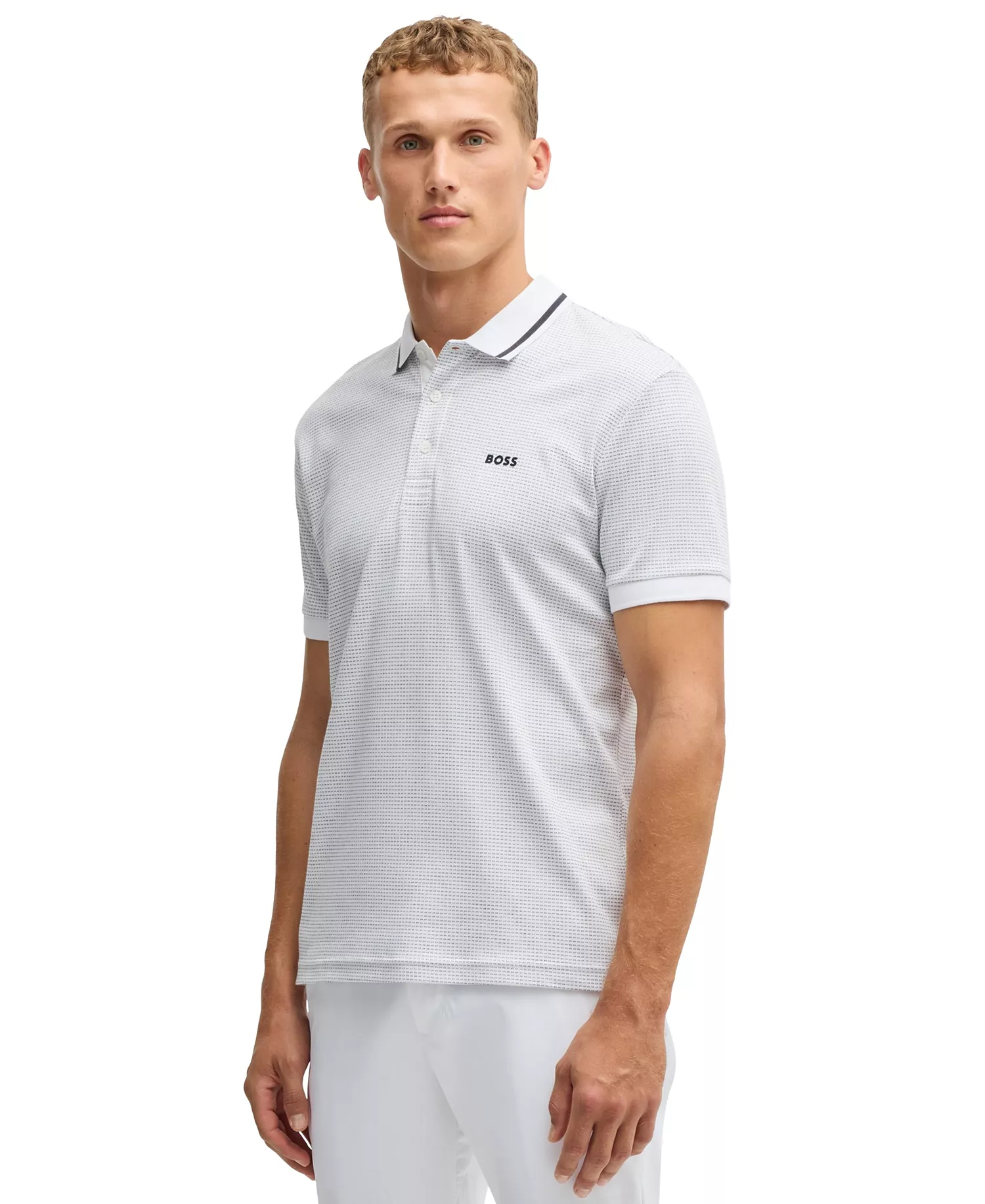 Men's Jacquard Regular-Fit Paddy Polo - White - 2XL