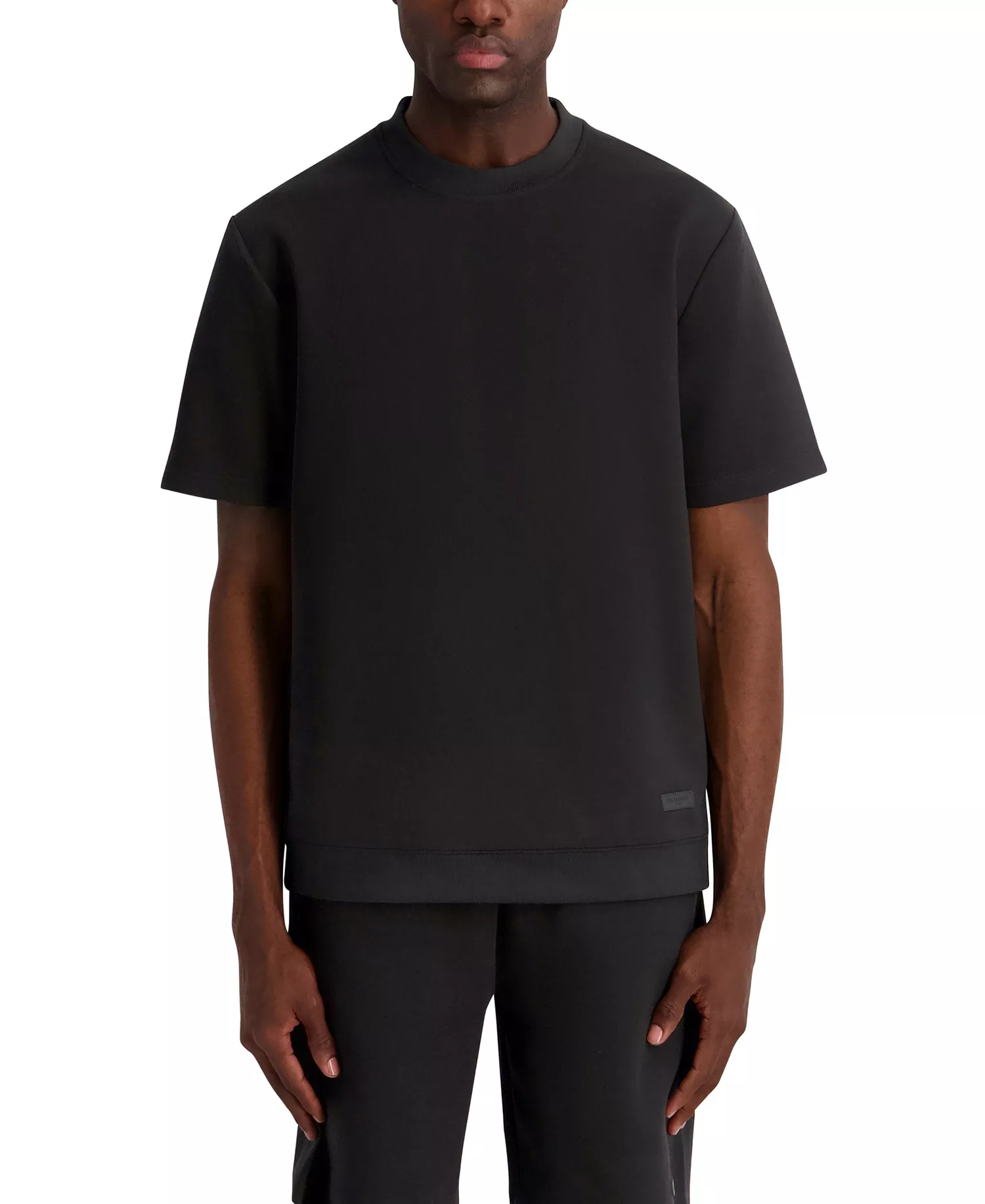 Men's Oversized Crewneck Ponte T-Shirt - Black - 2XL