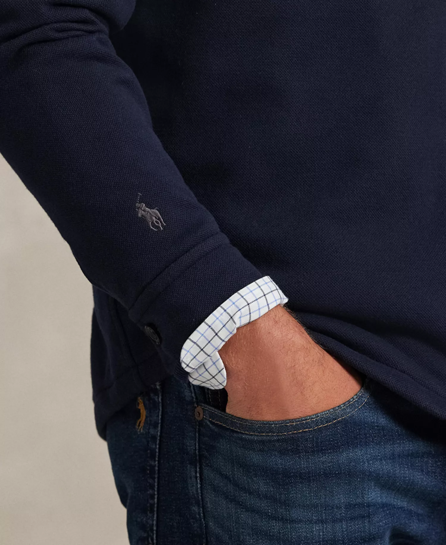 Men's Long-Sleeve Double Knit Tech Hybrid Shirt Jacket - Aviator Navy - L