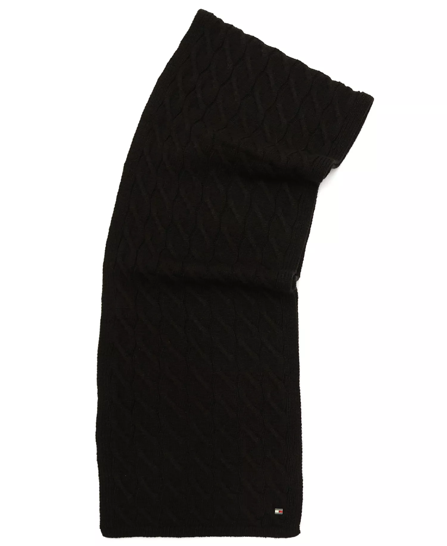 Men's Wide Cable Scarf - Black - ONE SIZE