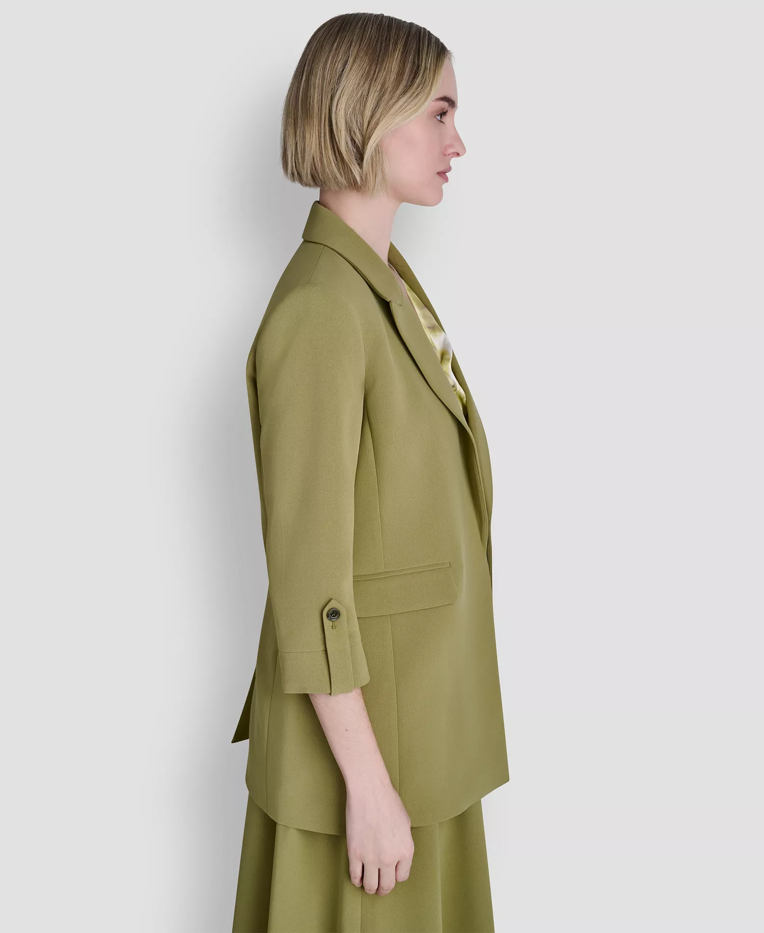 Petite Textured Open Front Blazer - Sage - 0P