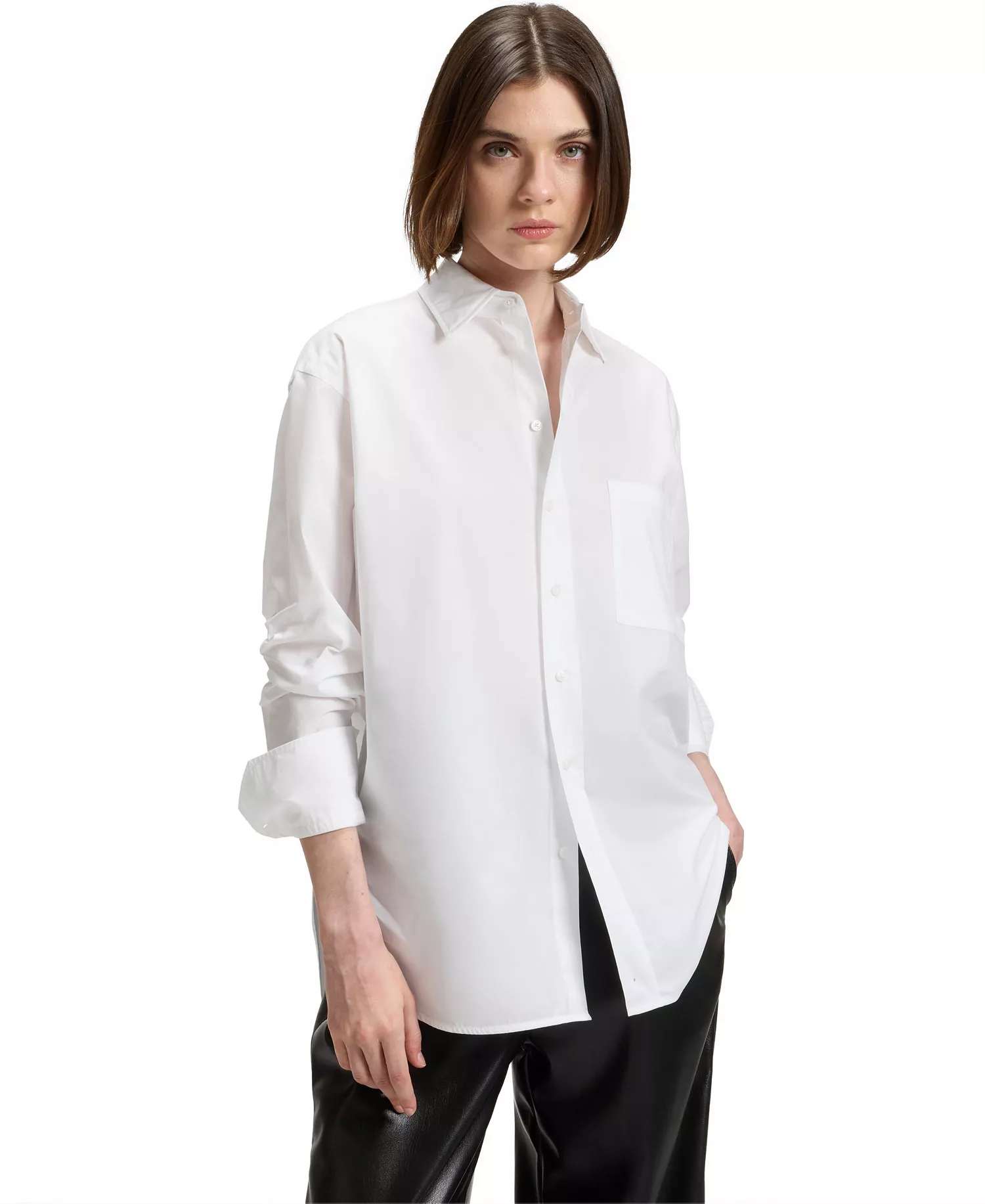 BOSS by Women's Cotton Oversized-Fit Blouse - White - 0