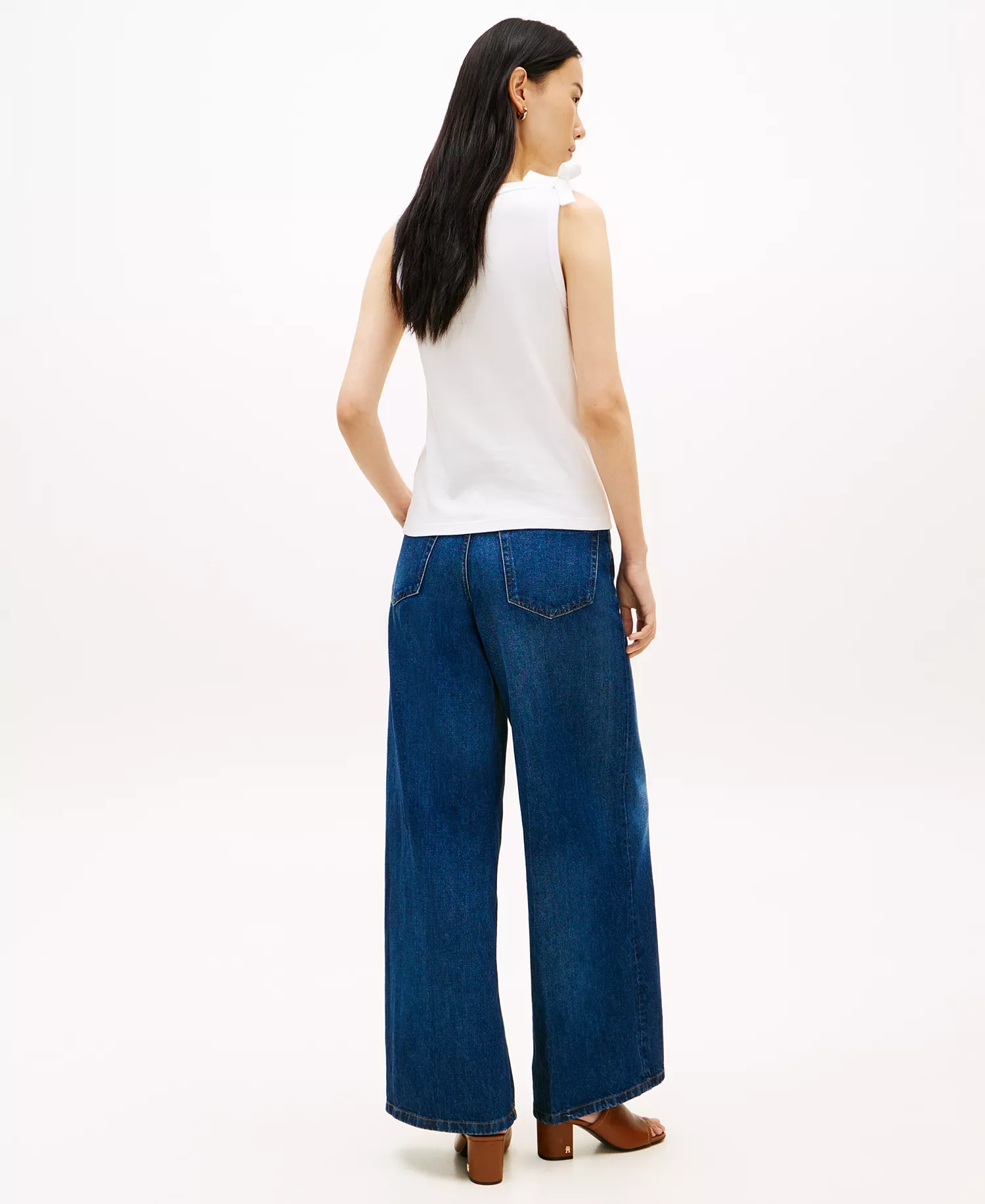 Women's Bow-Detail Crew Neck Tank Top - Ecru - L