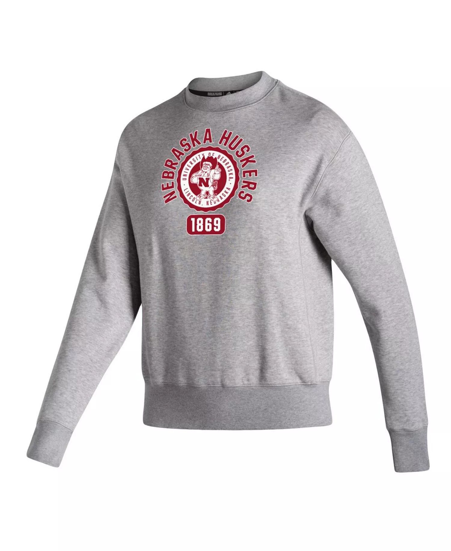 Women's Heathered Gray Nebraska Huskers Vintage-Like Circle Pullover Sweatshirt - Heather Gray - S