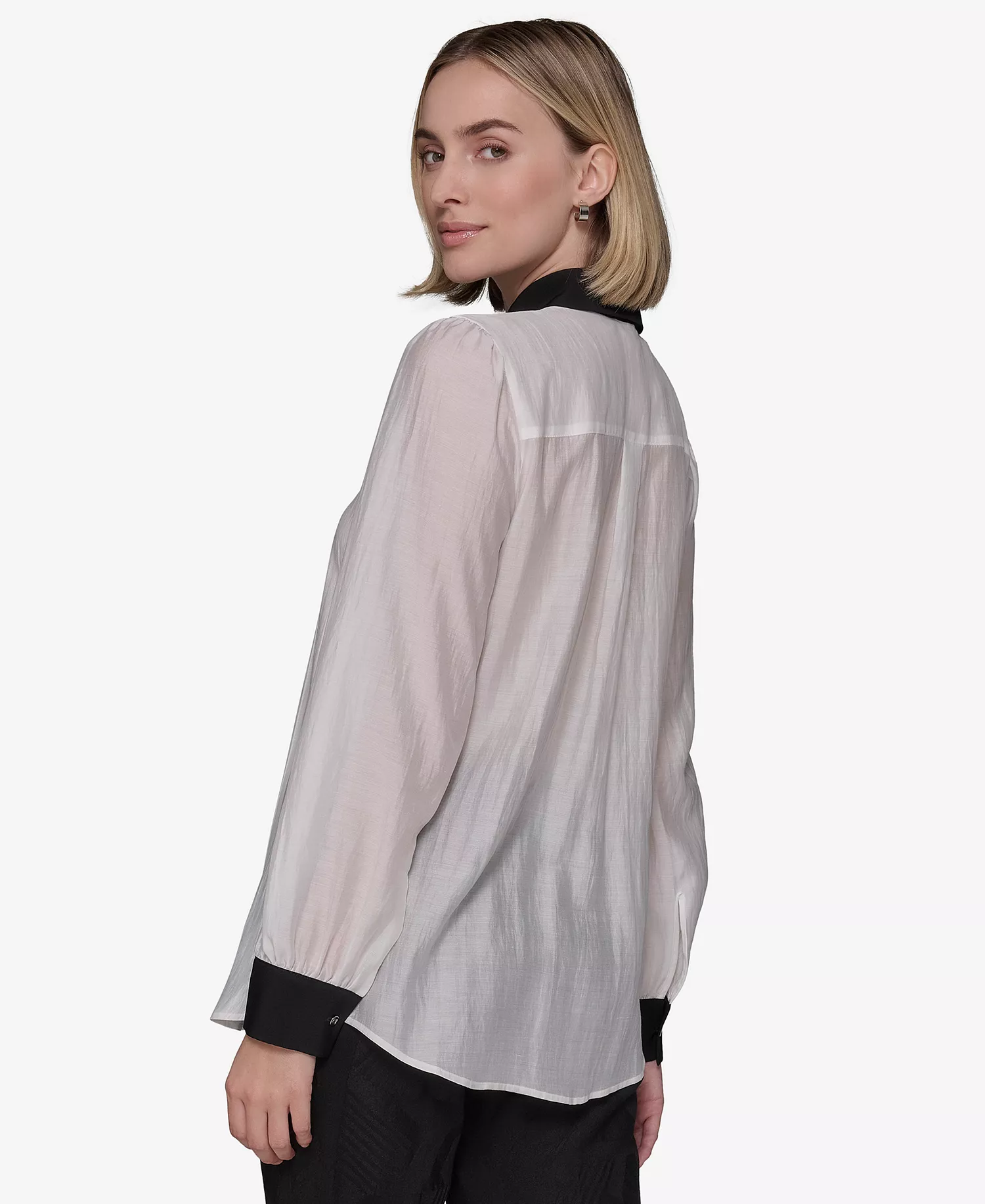 Women's Pintucked Blouse - Soft White - L