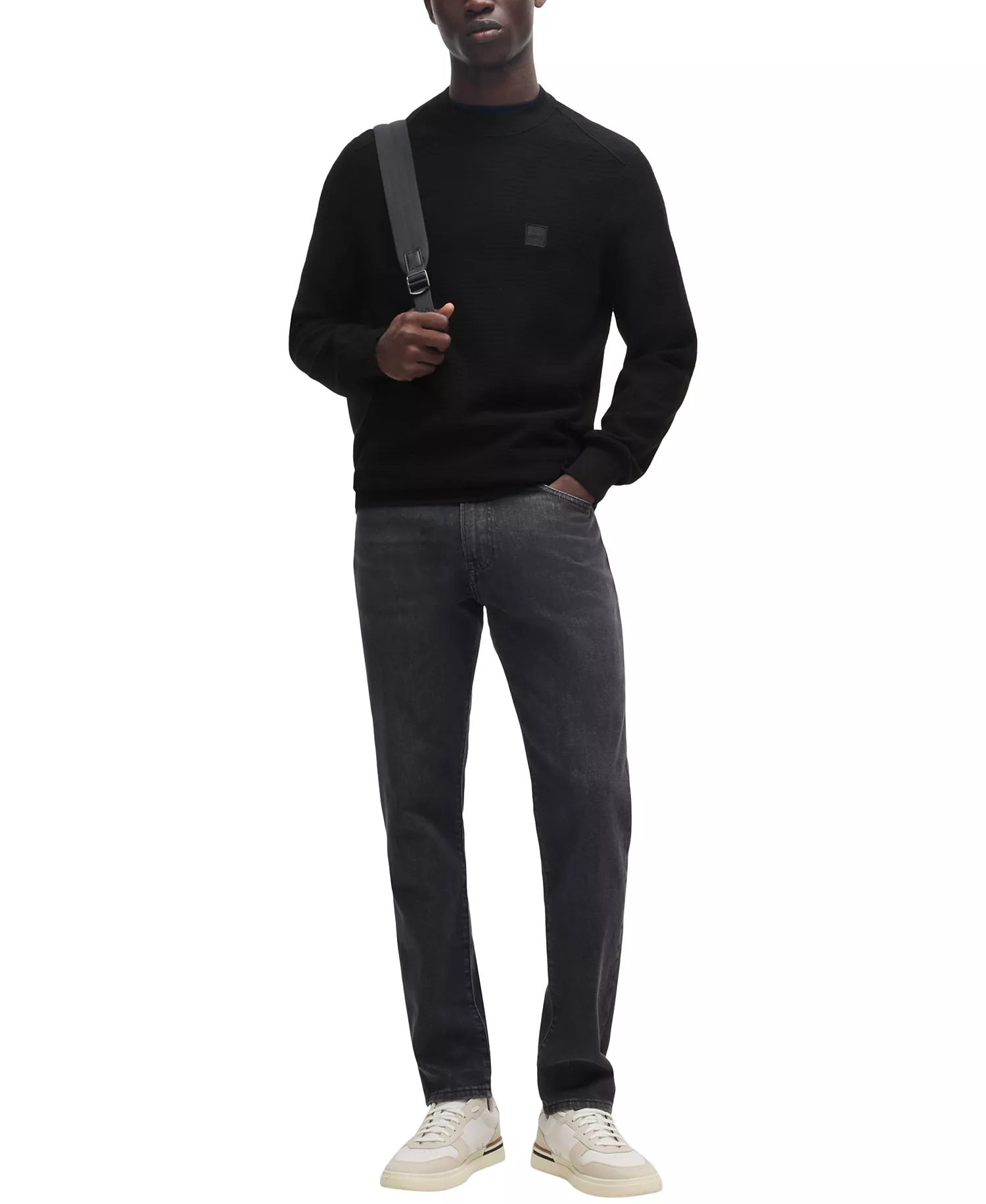 Men's Logo Patch Regular-Fit Sweater - Black - M