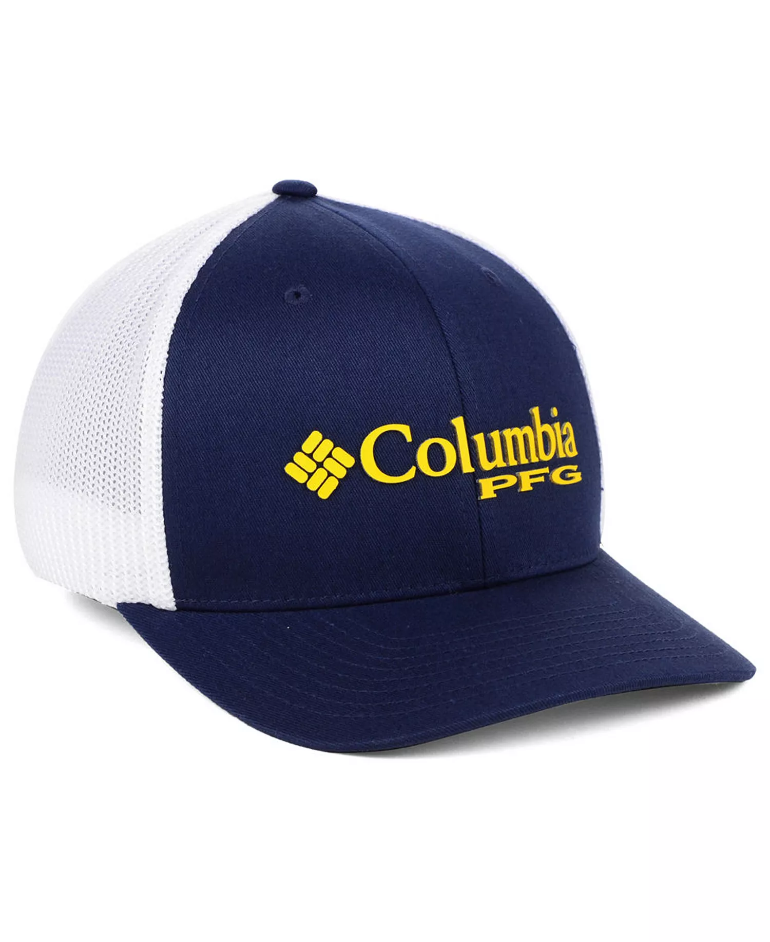 West Virginia Mountaineers PFG Stretch Fitted Cap - Navy/White - S/M