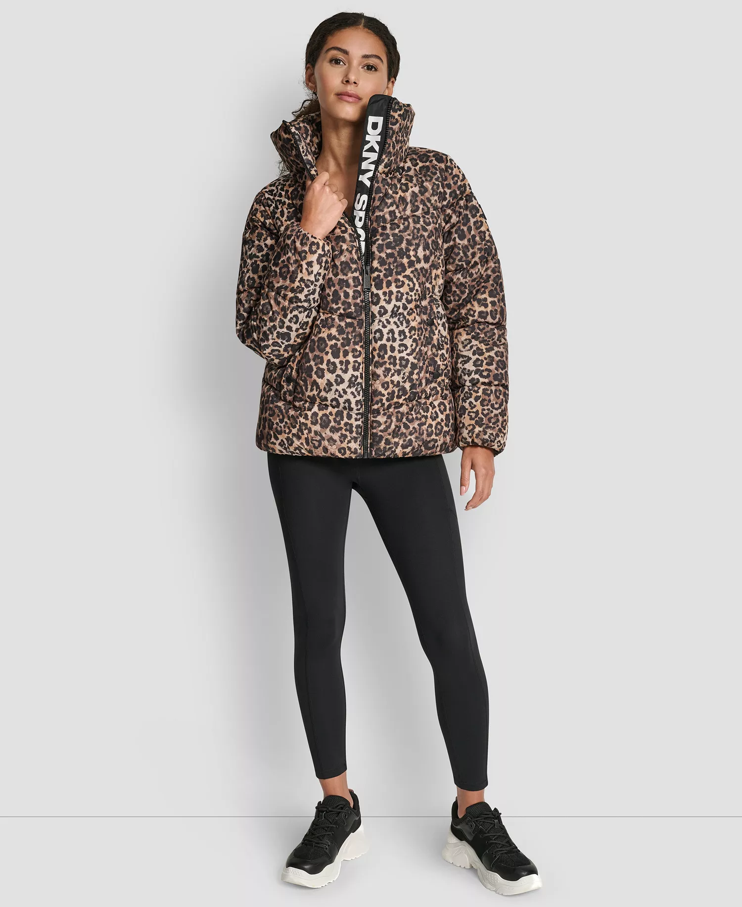 Women's Oversized Collar Quilted Puffer Jacket - Animalize Whiskey - L