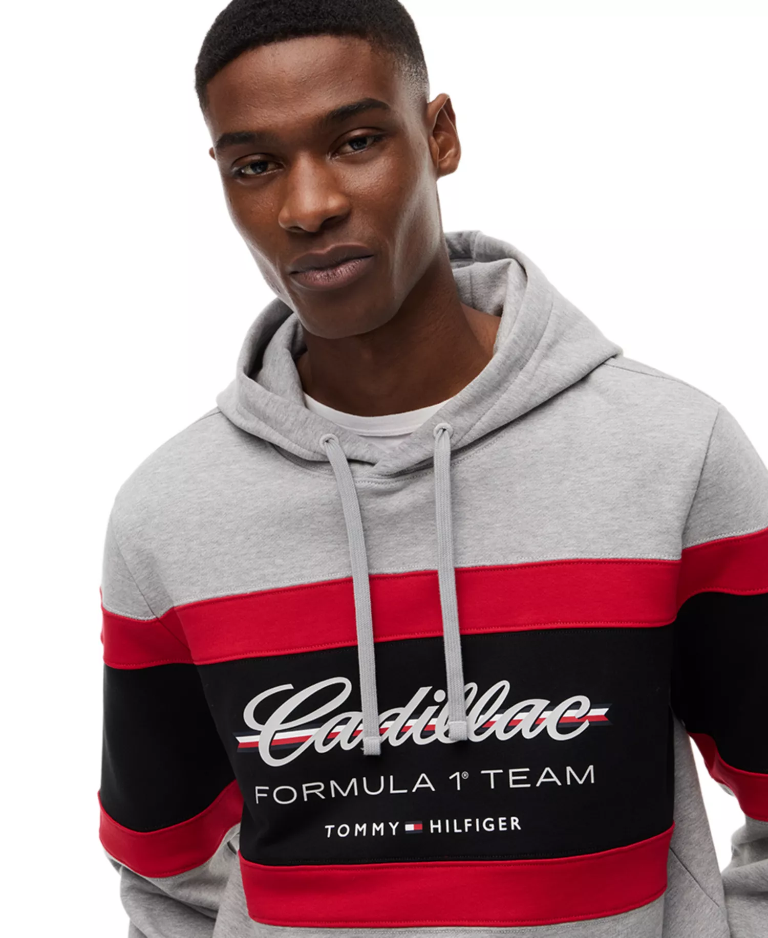 x Cadillac F1® Men's Panelled Script Hoodie - Light Gray Heather - L