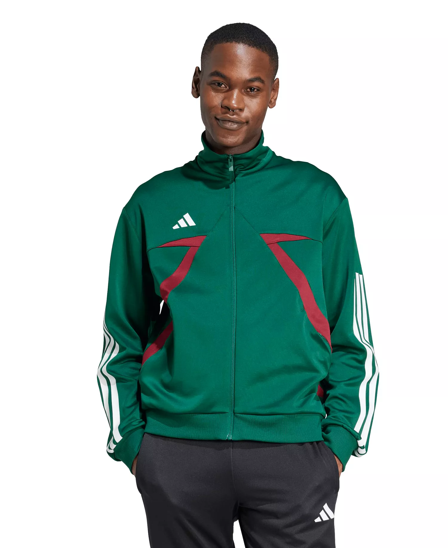 Men's House Of Tiro Nations Pack Track Jacket - Dark green, Collegiate burgundy, White - L
