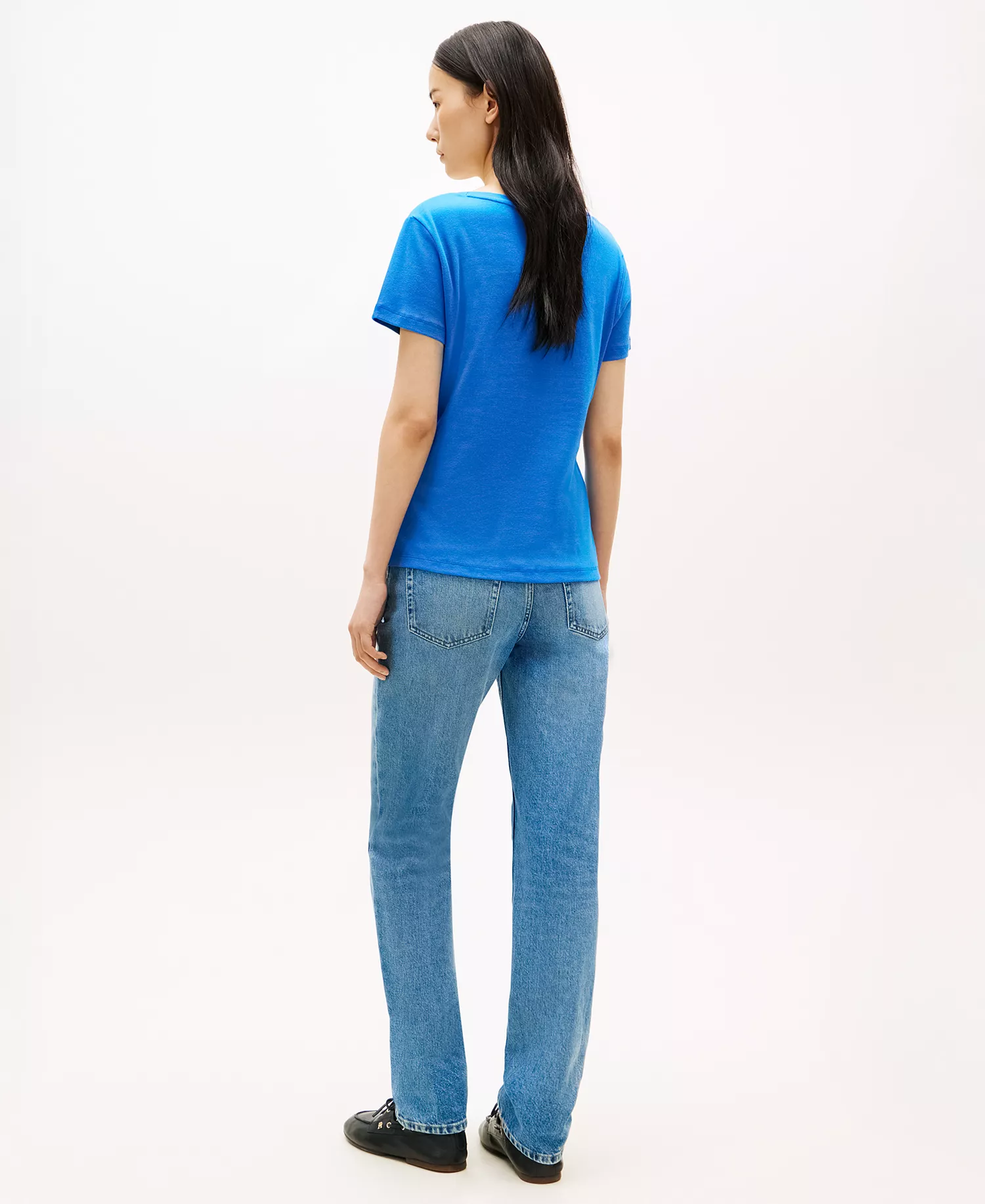 Women's Rib Slim V-Neck Short-Sleeve T-Shirt - Blue Orbit - L