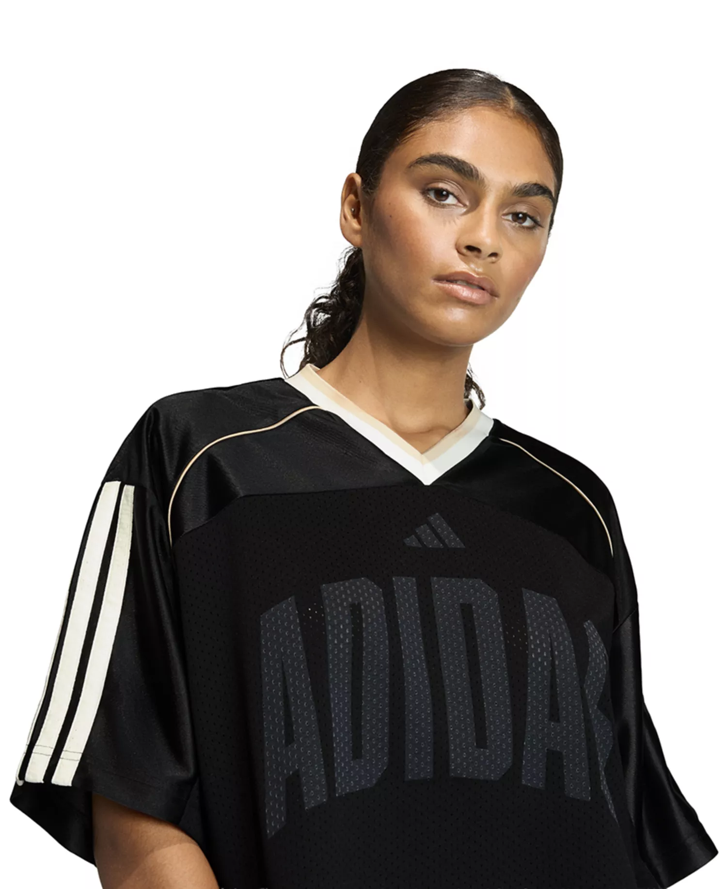Women's Stadium Mesh Sportswear T-Shirt - Black/crystal Linen/off White - 2XL