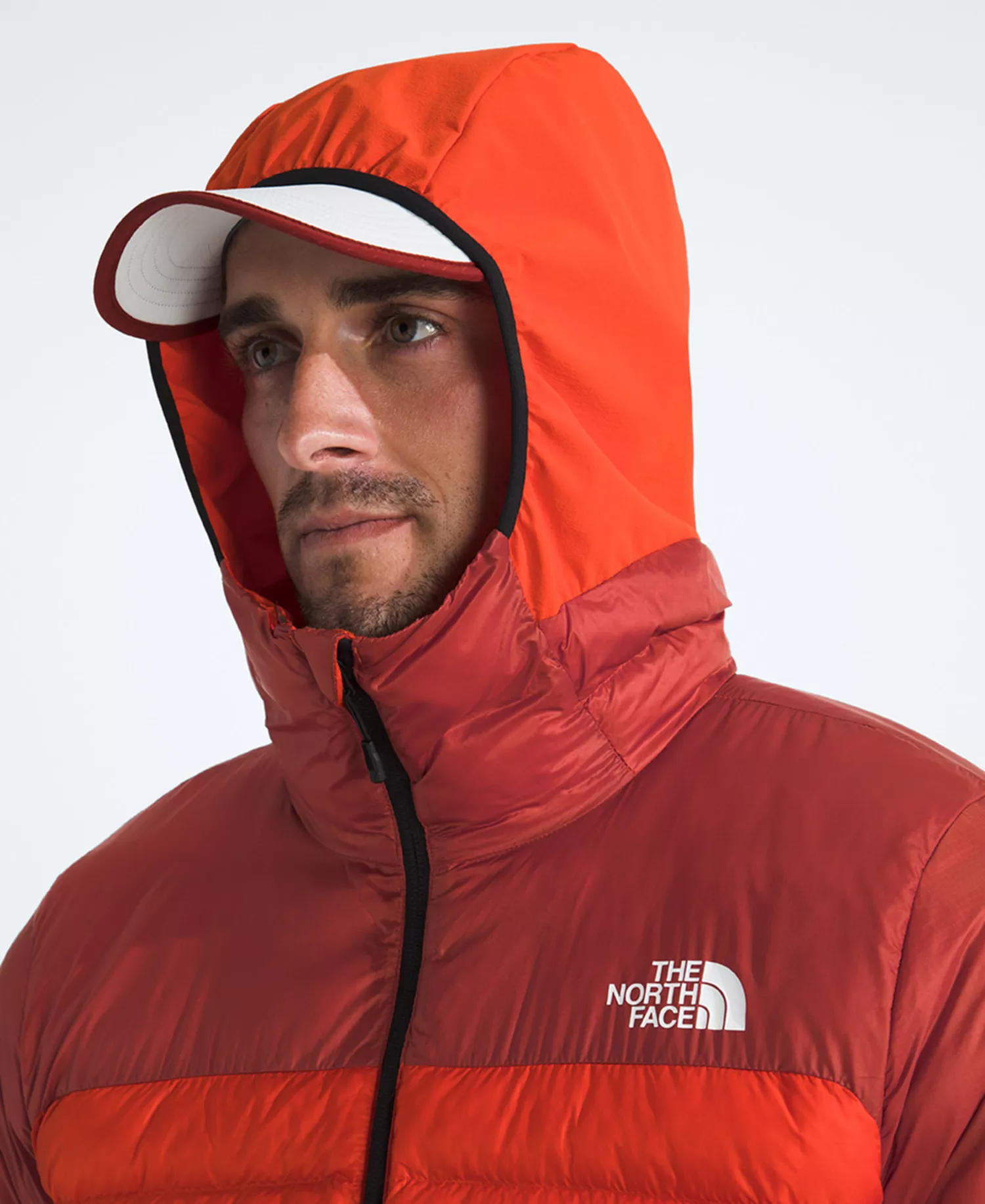 Men's Terra Peak Hybrid Hooded Puffer Jacket - Lava Red/Iron Clay - 2XL