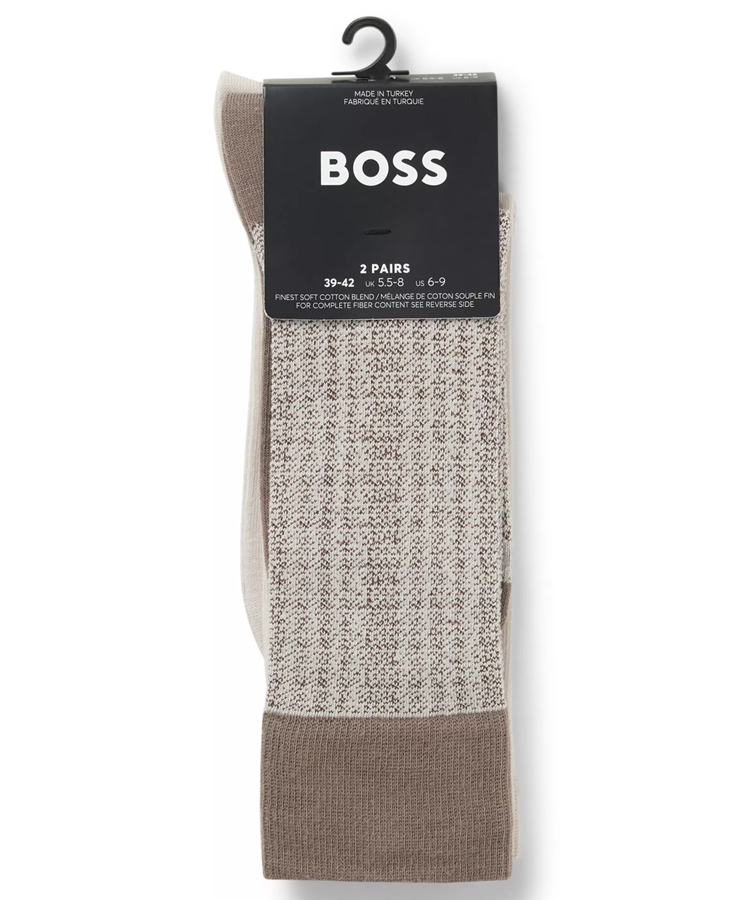 Men's Mini Pattern Soft Socks, 2-Pack - Open Beige - 10-13