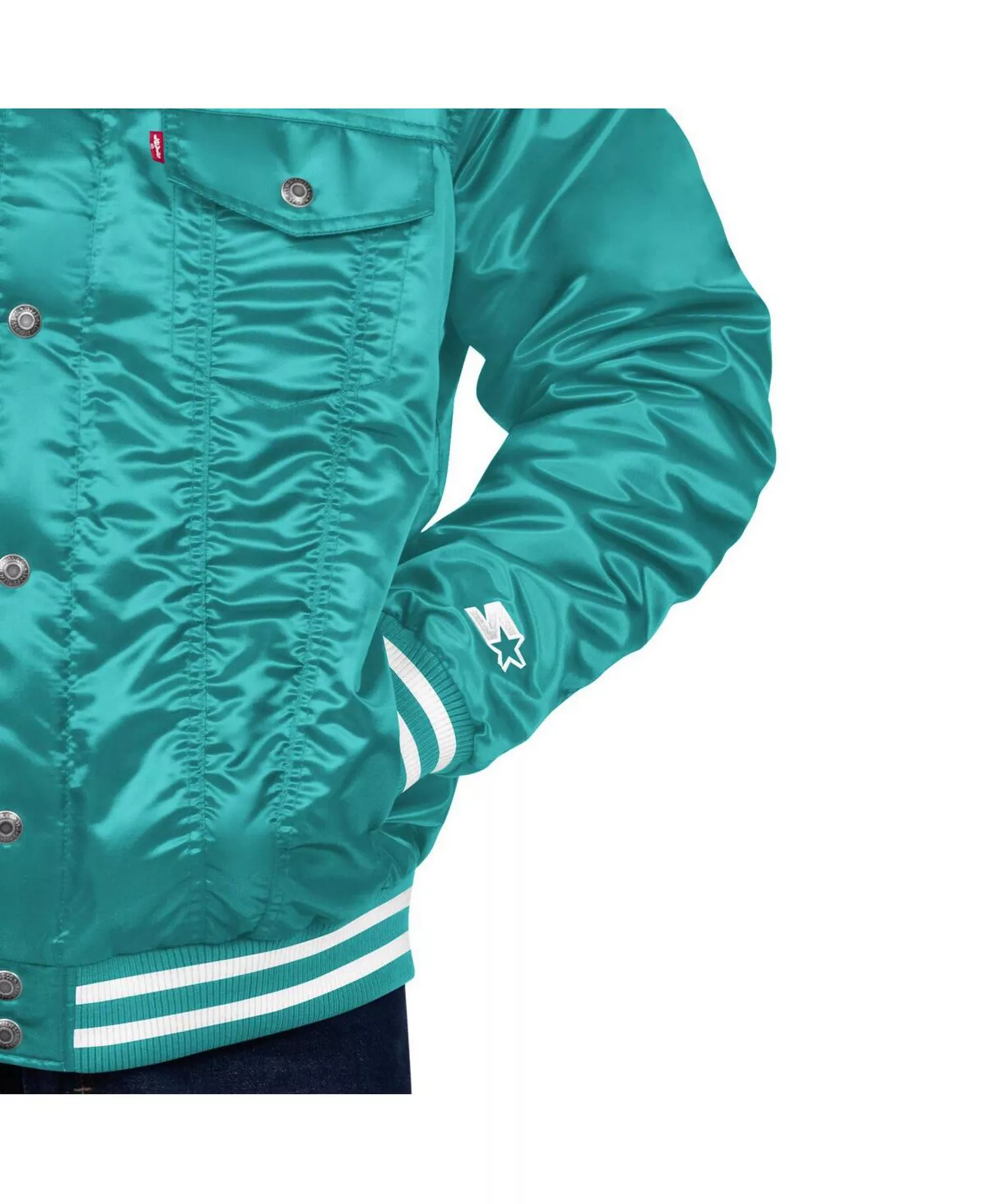 Levi’s x Starter Men's Aqua Miami Dolphins Silver Tab Trucker Full-Snap Jacket - Aqua - 3X
